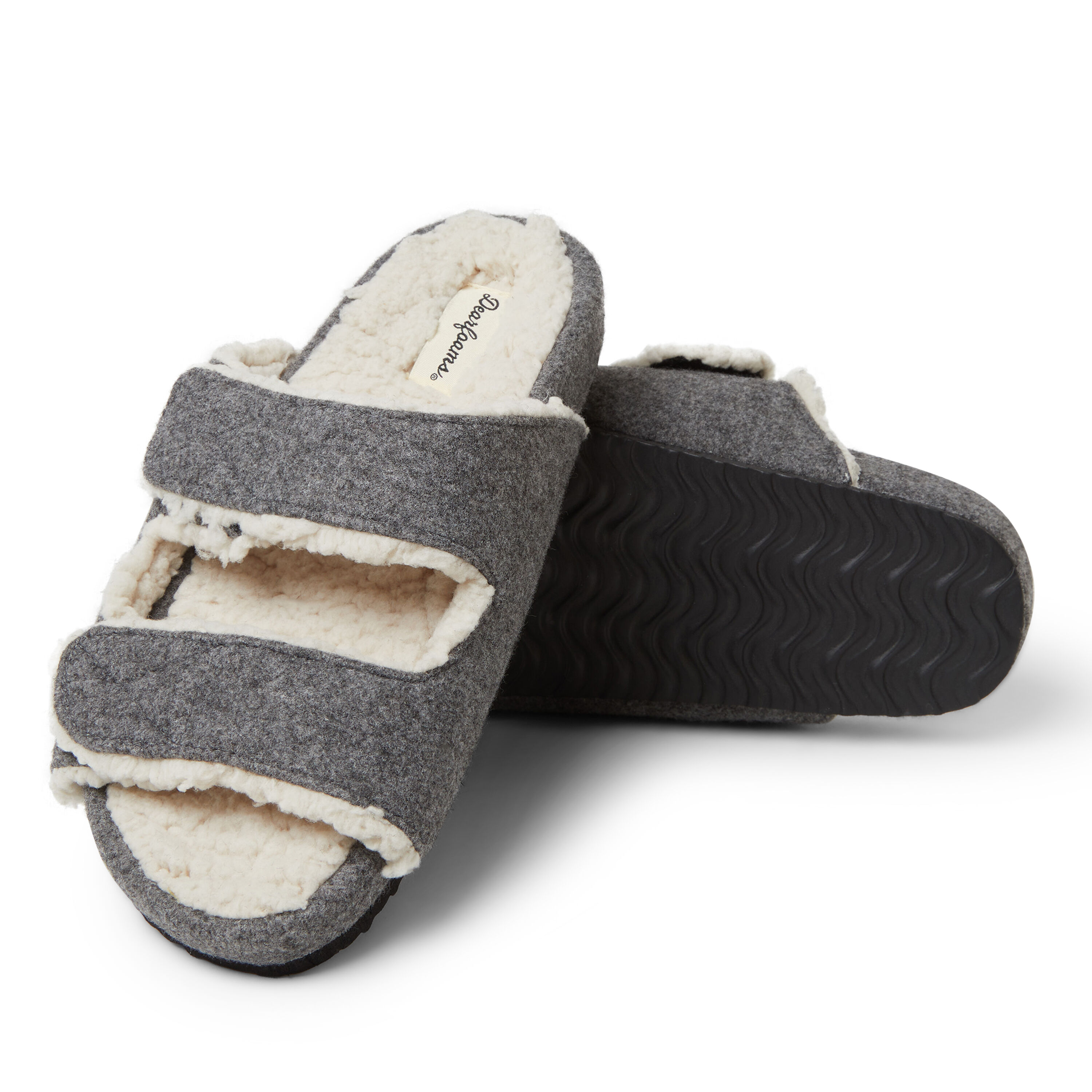 Dearfoams women's double clearance strap slide slippers