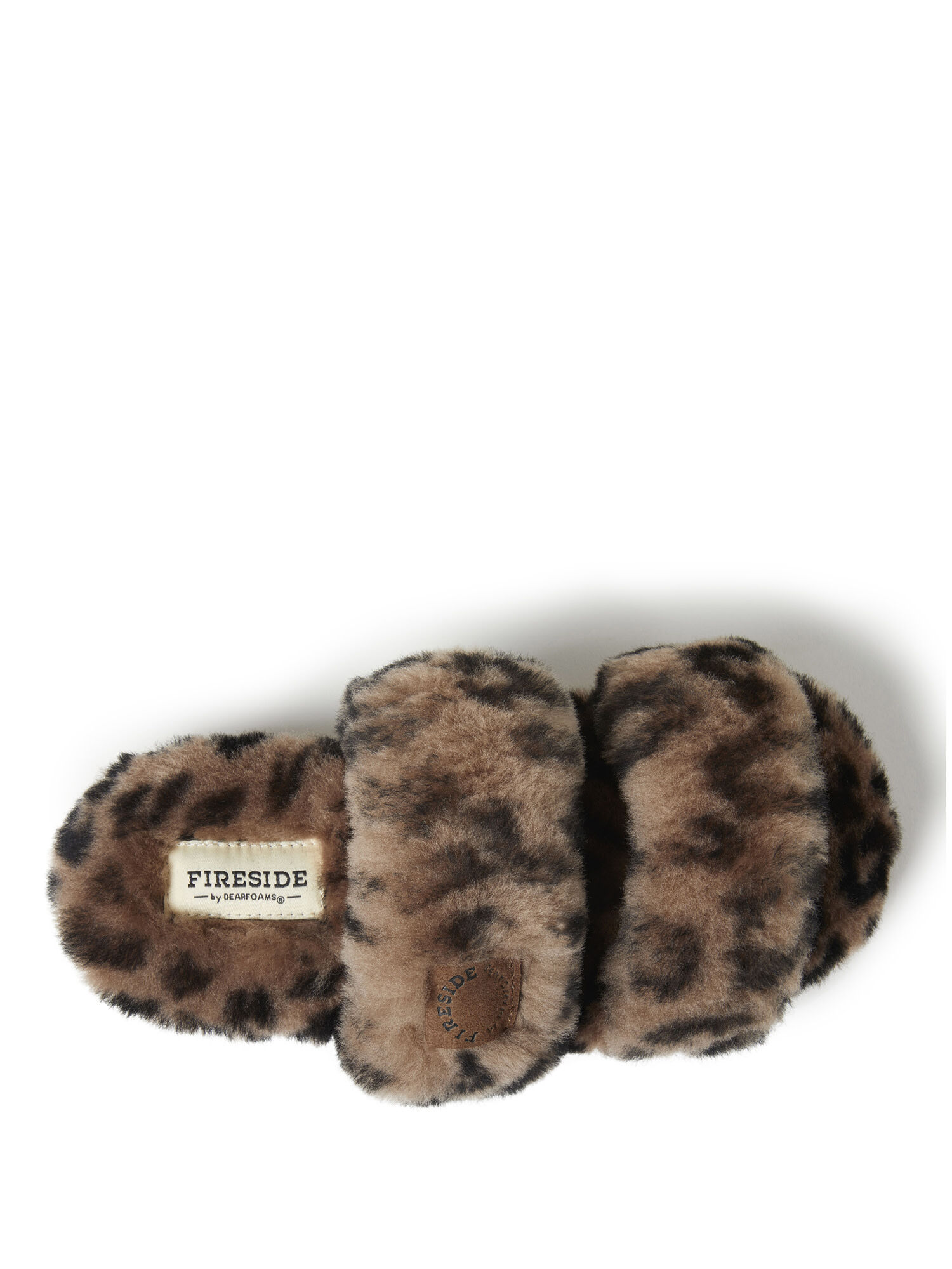 Women's Fireside by Dearfoams Benalla Shearling Double Band Slide on Sawtooth Outsole