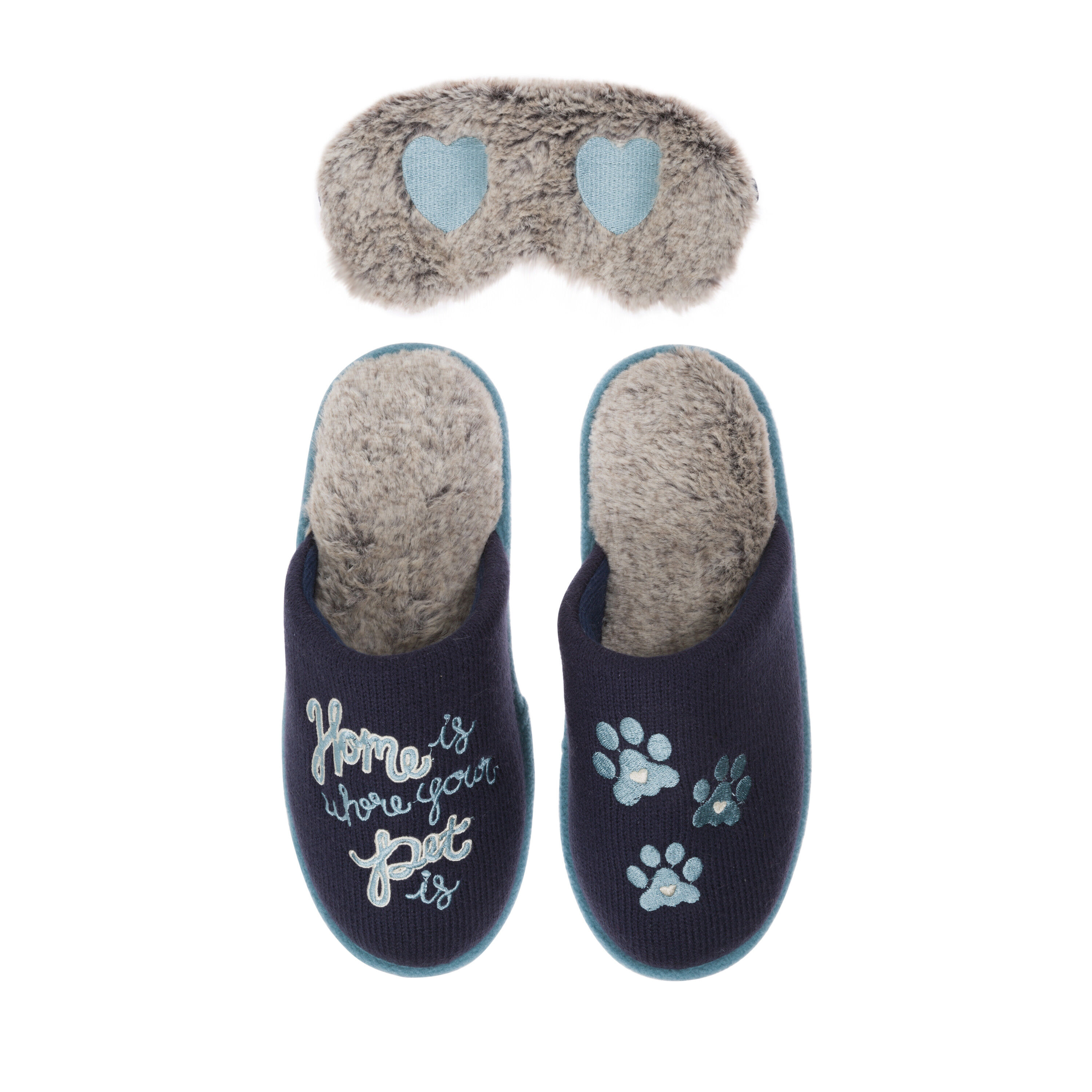 Women's Novelty Scuff Slipper with Eye Mask