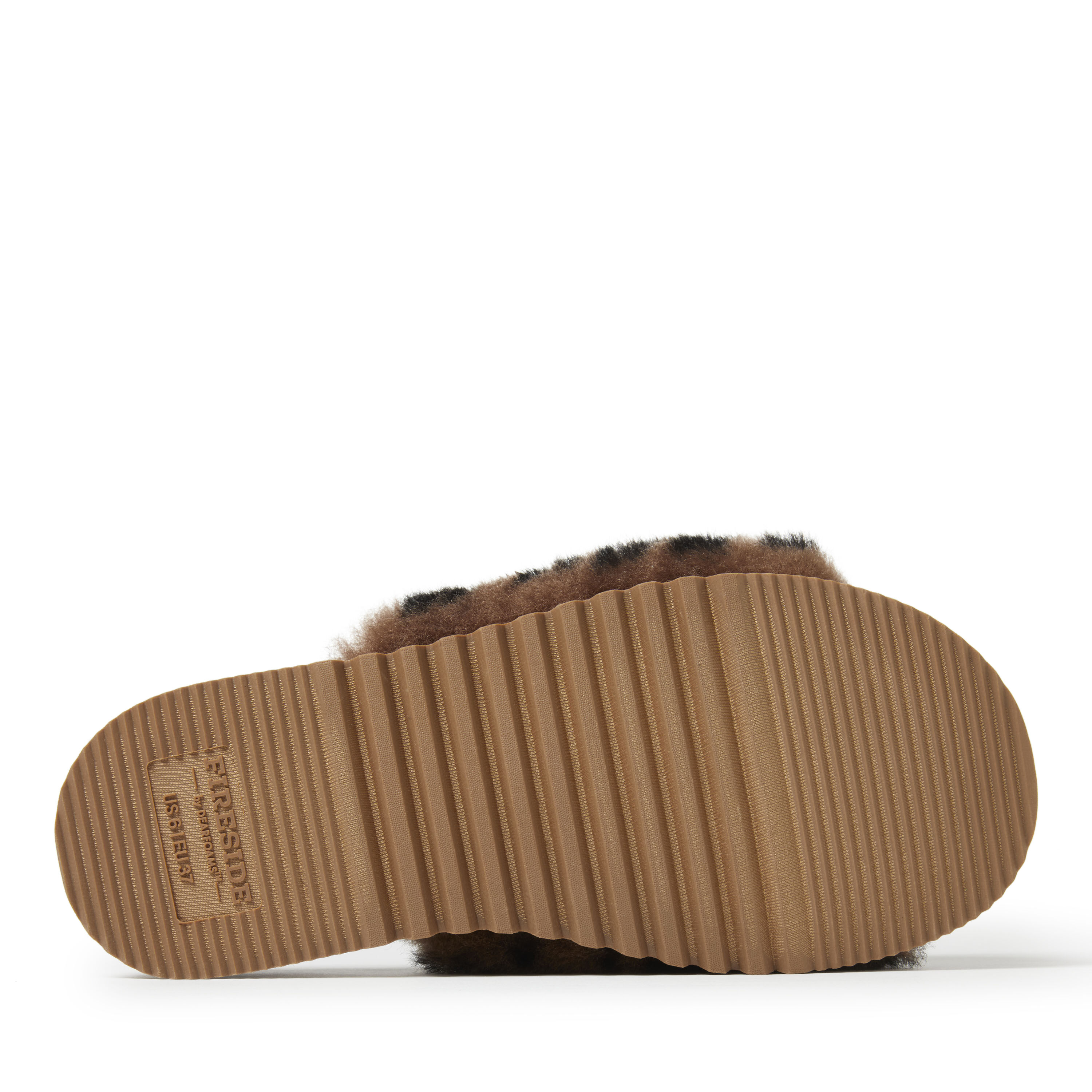Women's Fireside by Dearfoams Genuine Shearling Slide with Metallic Trim