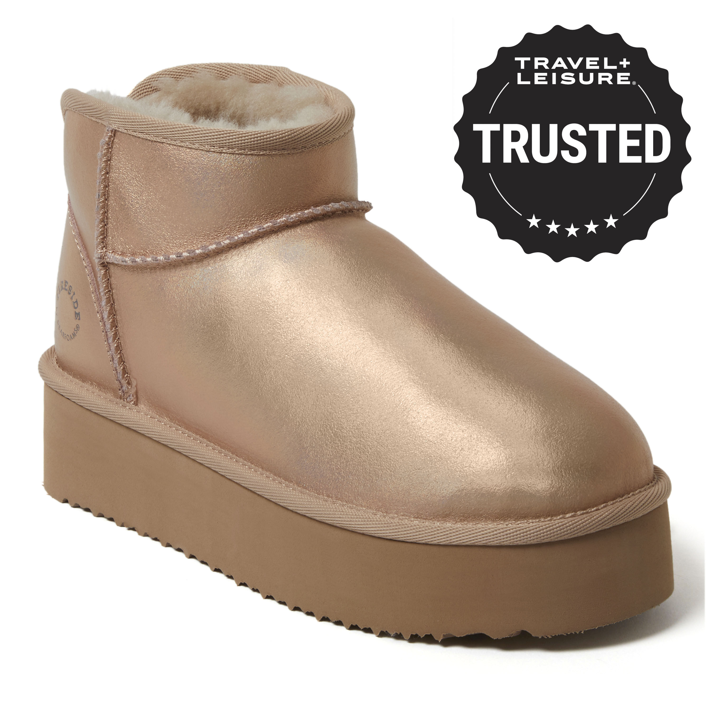 Women's Fireside by Dearfoams Kingston Genuine Shearling Platform Bootie