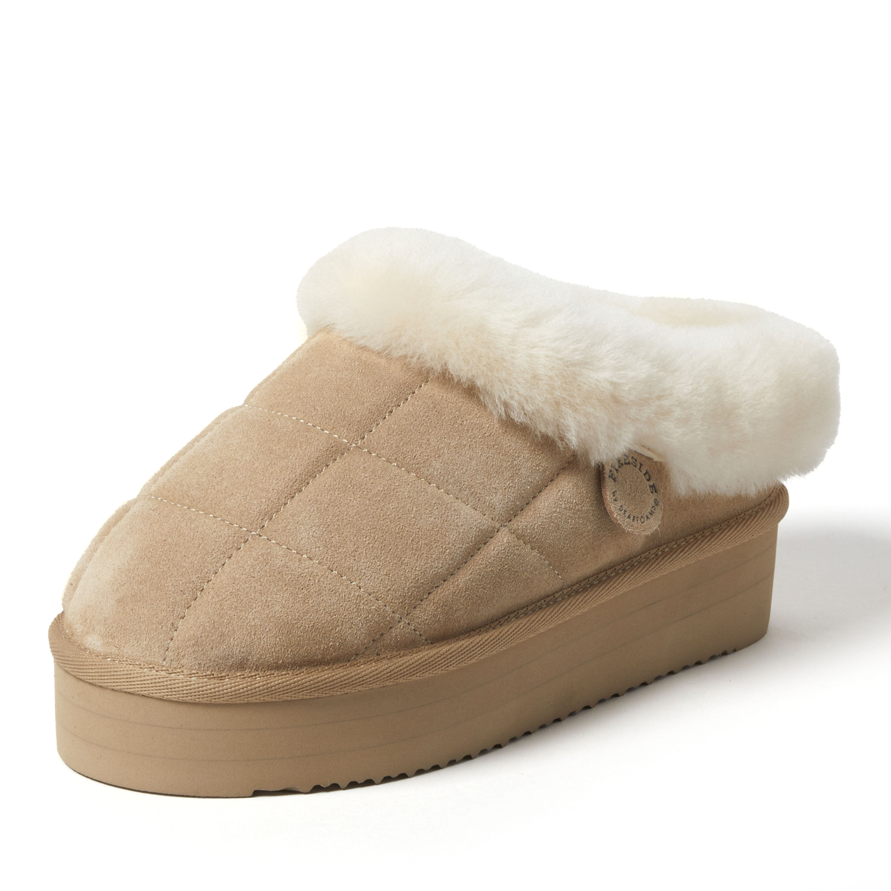 Women's Fireside by Dearfoams Bendigo Genuine Shearling Quilted Platform Clog