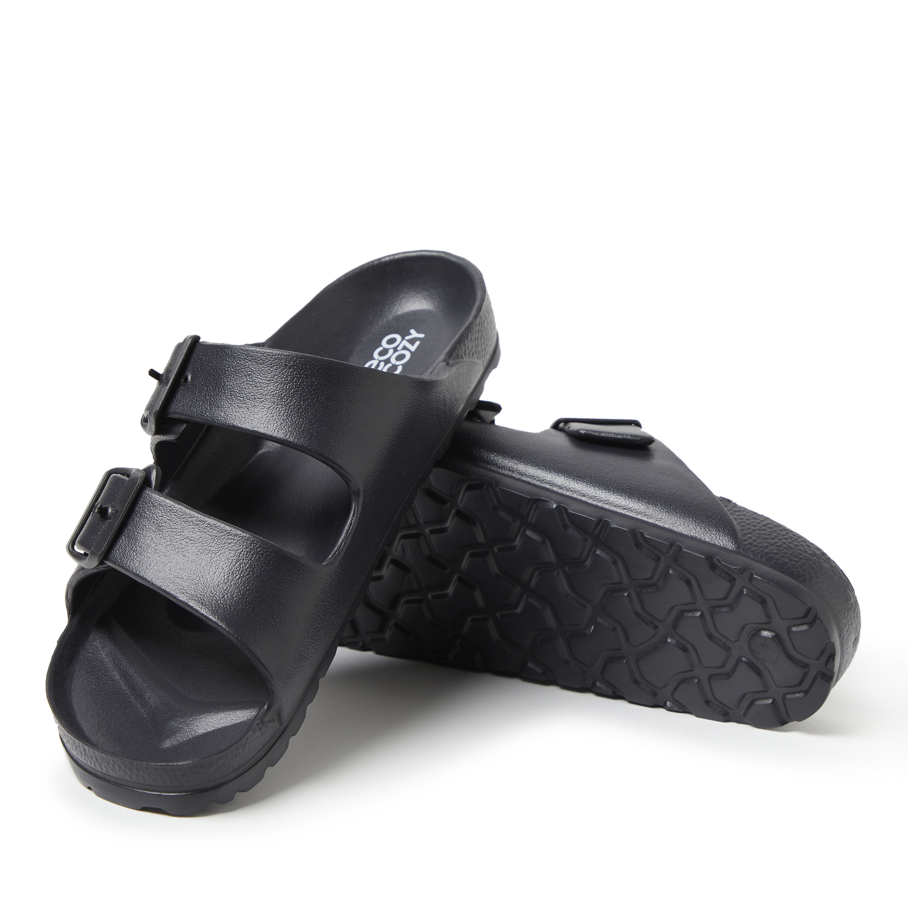 Rubber double discount buckle sandals