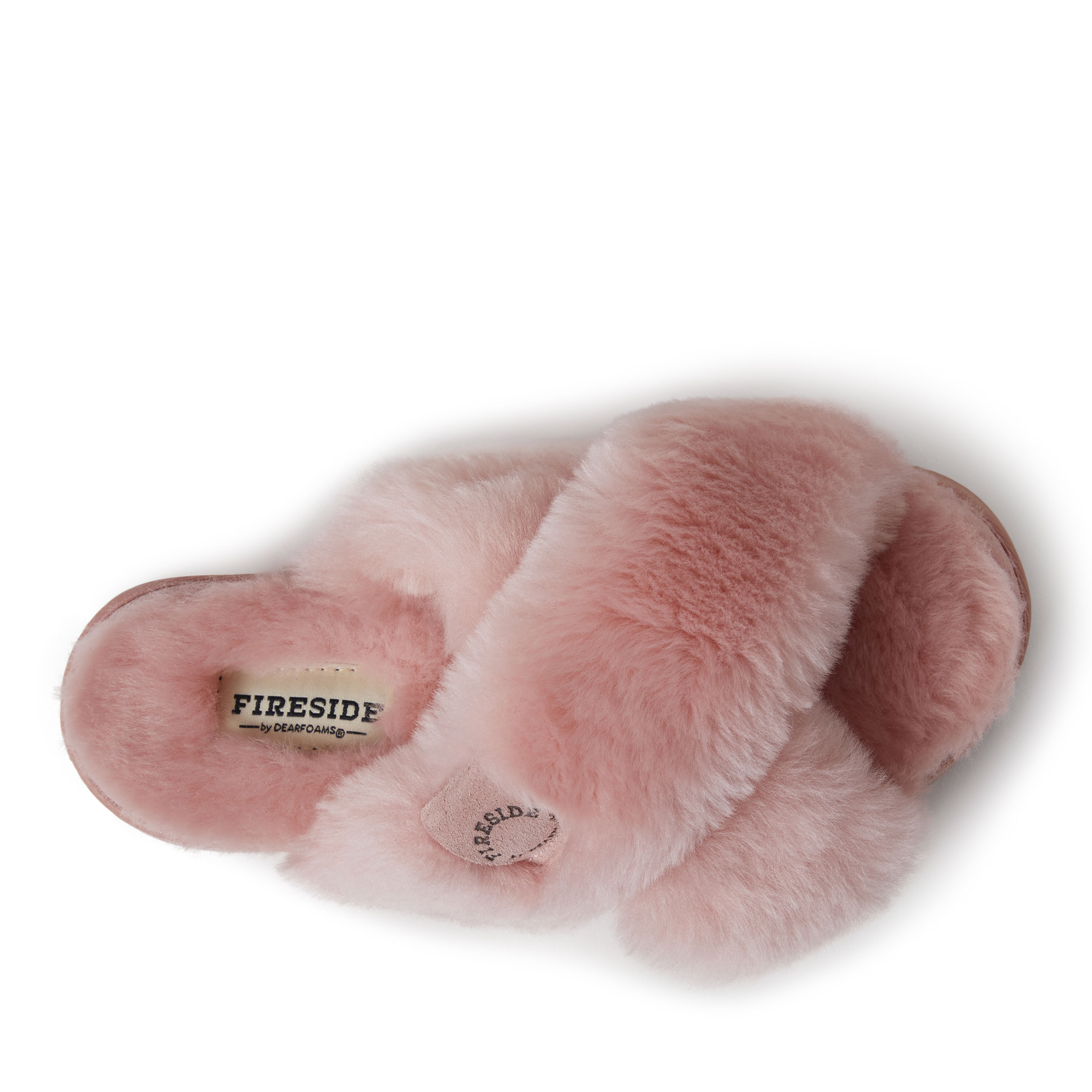 Women's Fireside By Dearfoams New Castle Genuine Shearling Cross Band Slide