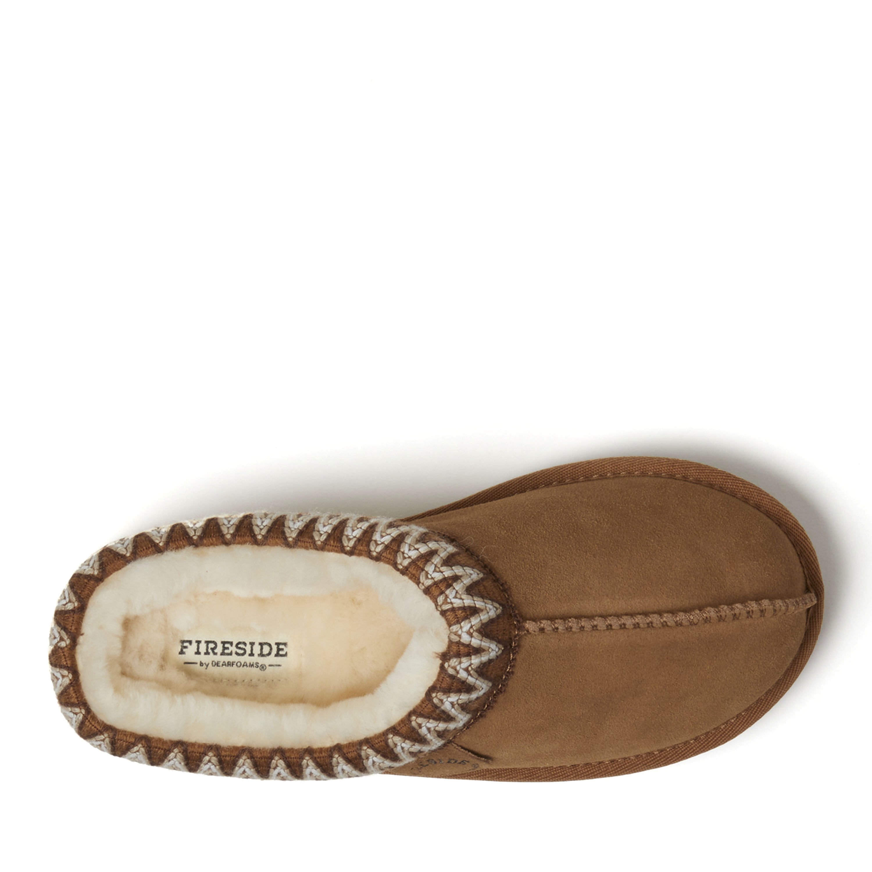 Women's Fireside by Dearfoams Greta Genuine Shearling Clog With Taping - Water Resistant