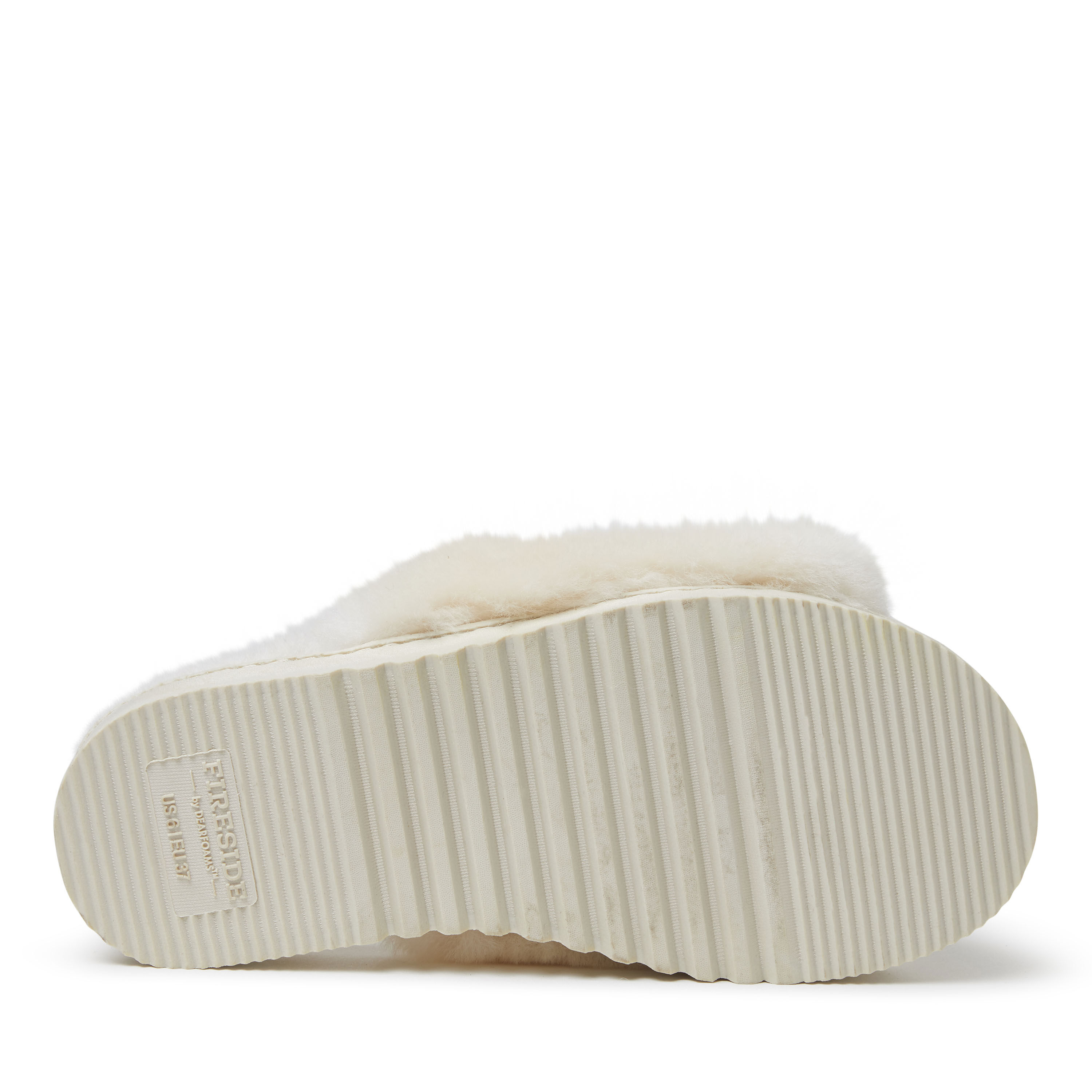Women's Fireside by Dearfoams Cairns Genuine Shearling Slide Slipper with Metallic Suede Trim