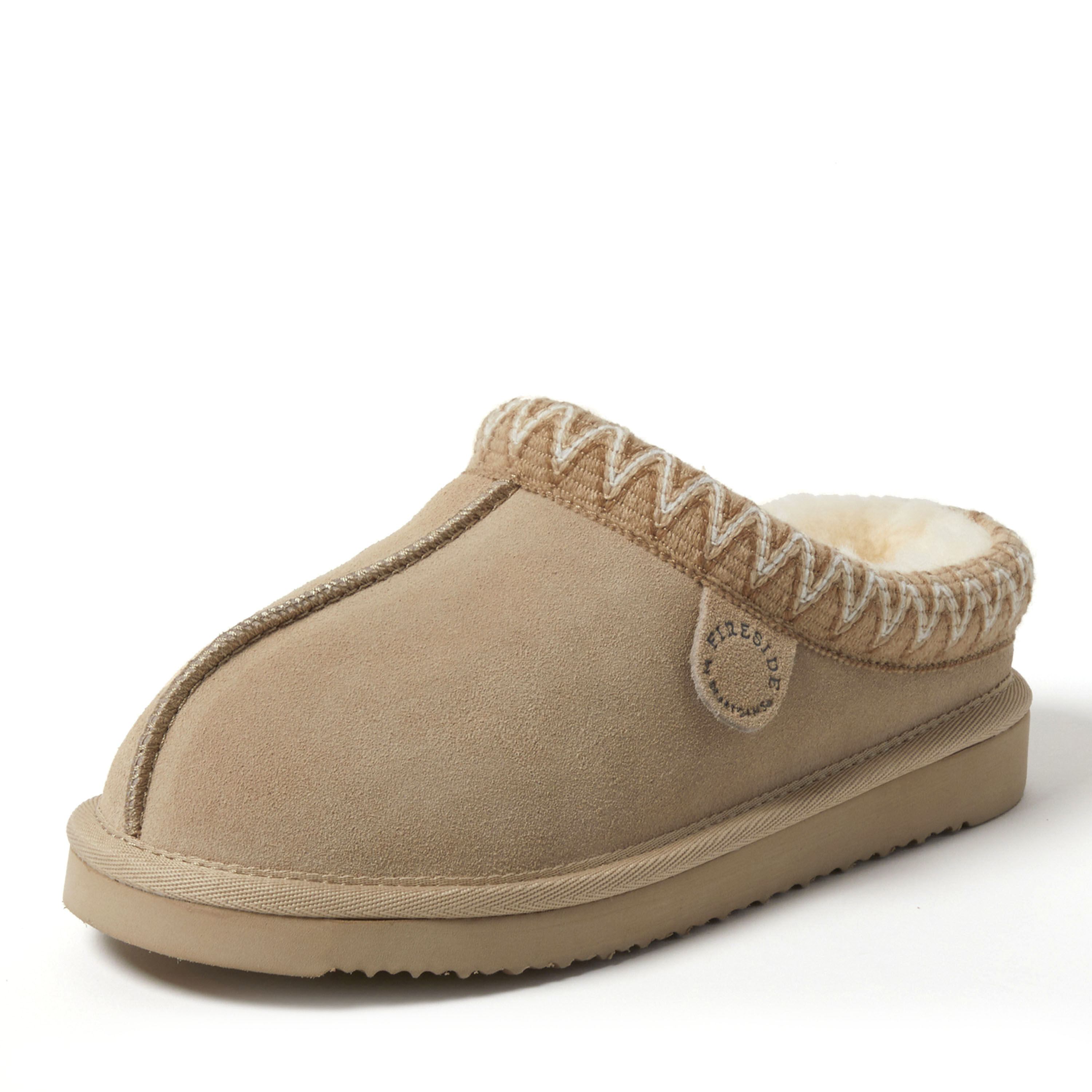 Women's Fireside by Dearfoams Greta Genuine Shearling Clog With Taping - Water Resistant