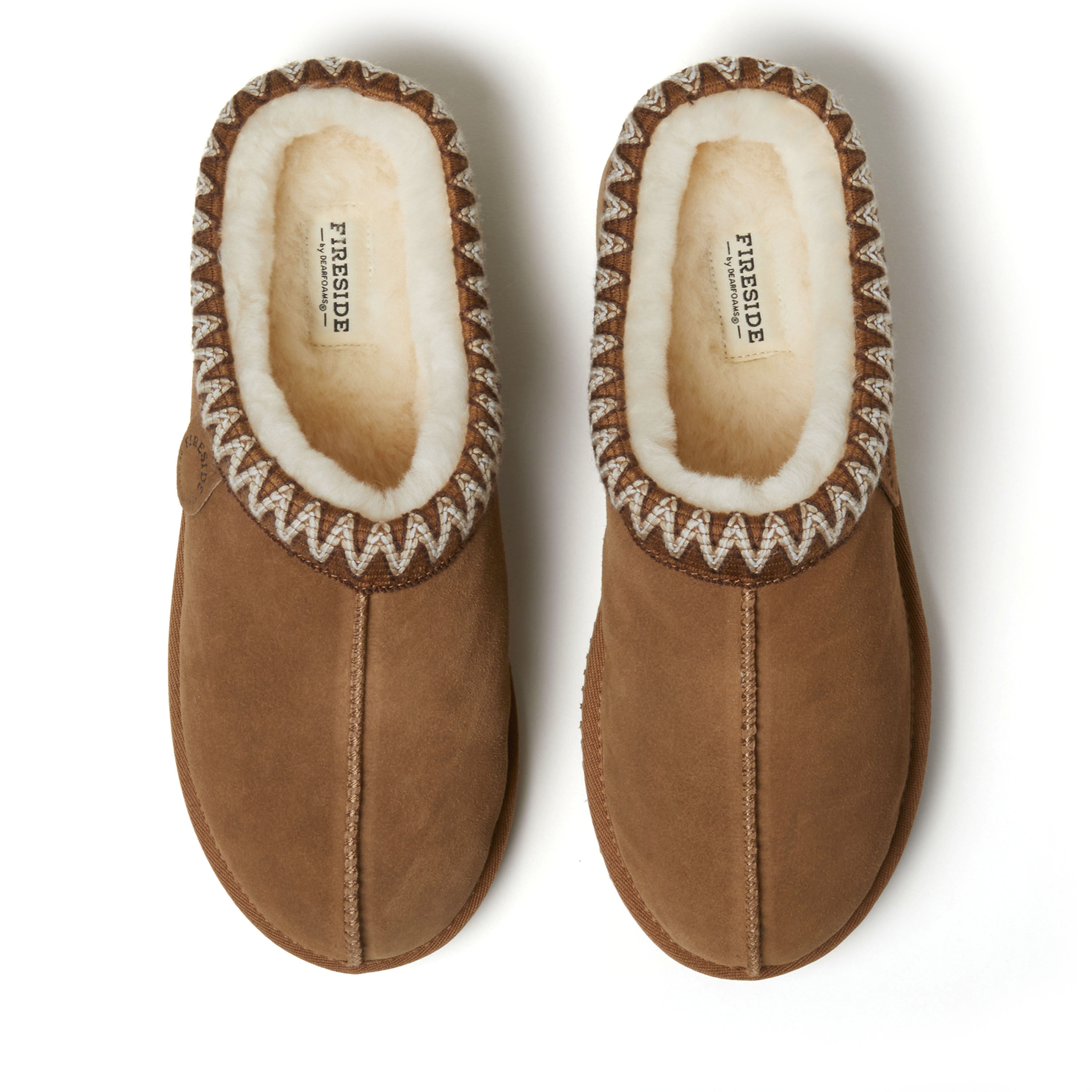 Men's Fireside by Dearfoams Grafton Genuine Shearling Clog With Taping - Water Resistant