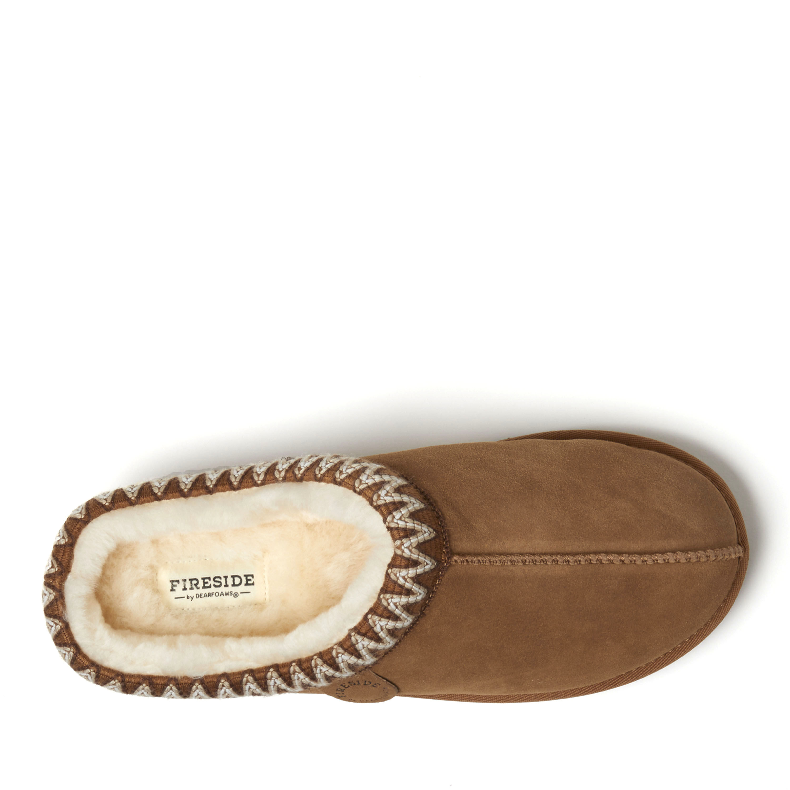 Men's Fireside by Dearfoams Grafton Genuine Shearling Clog With Taping - Water Resistant