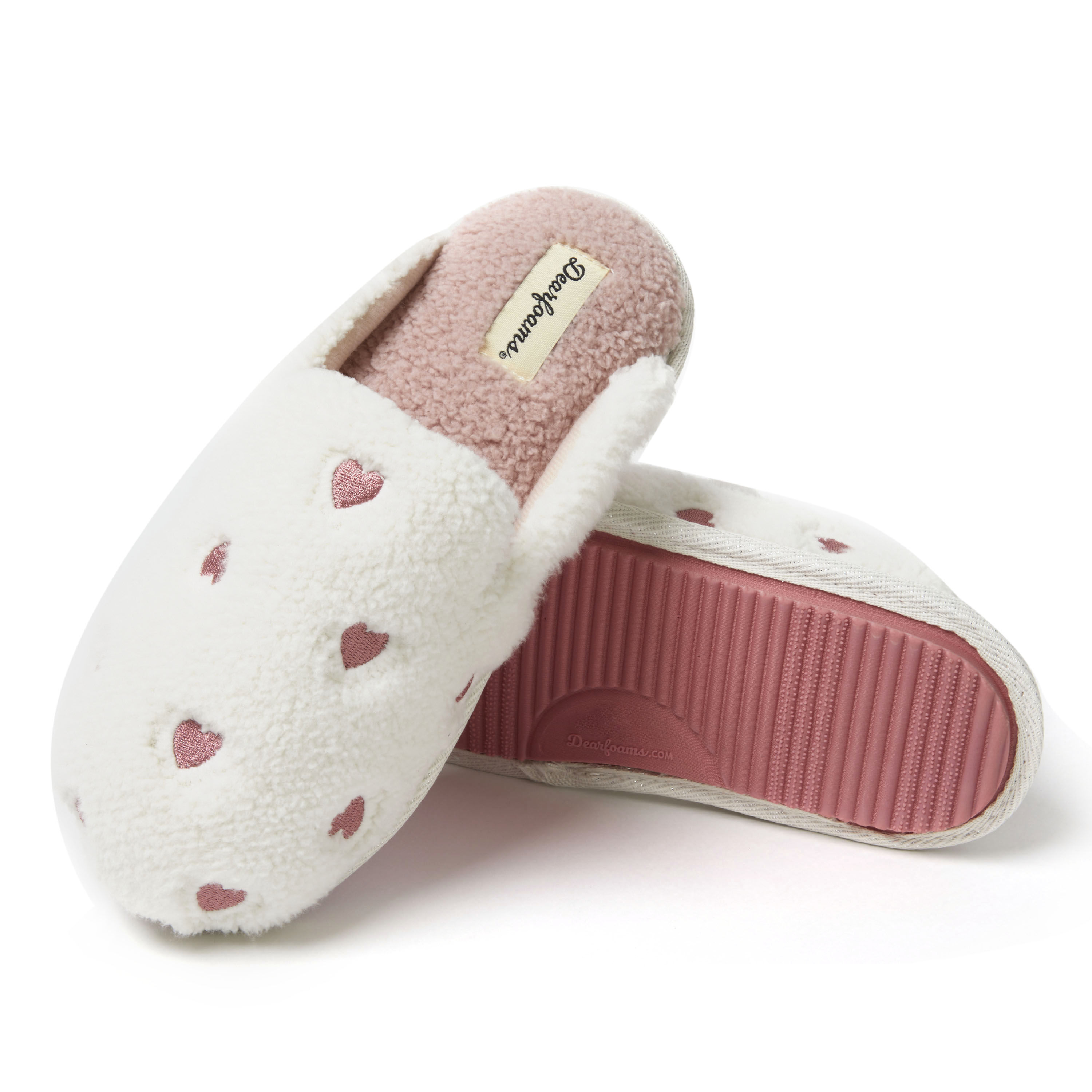 Dearfoams Women s Teddy Heart Scuff