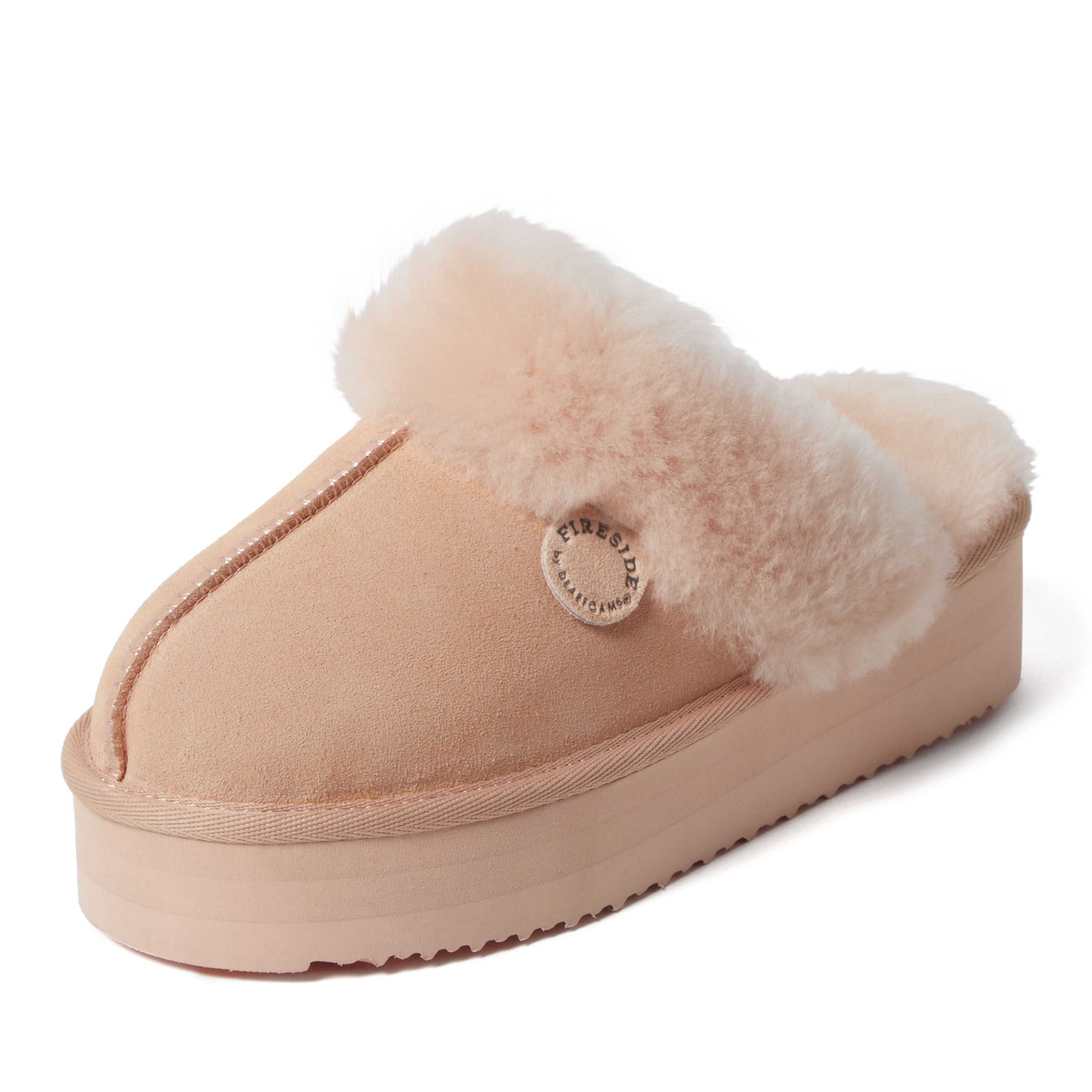 Women's Fireside by Dearfoams Melton Genuine Shearling Platform Scuff