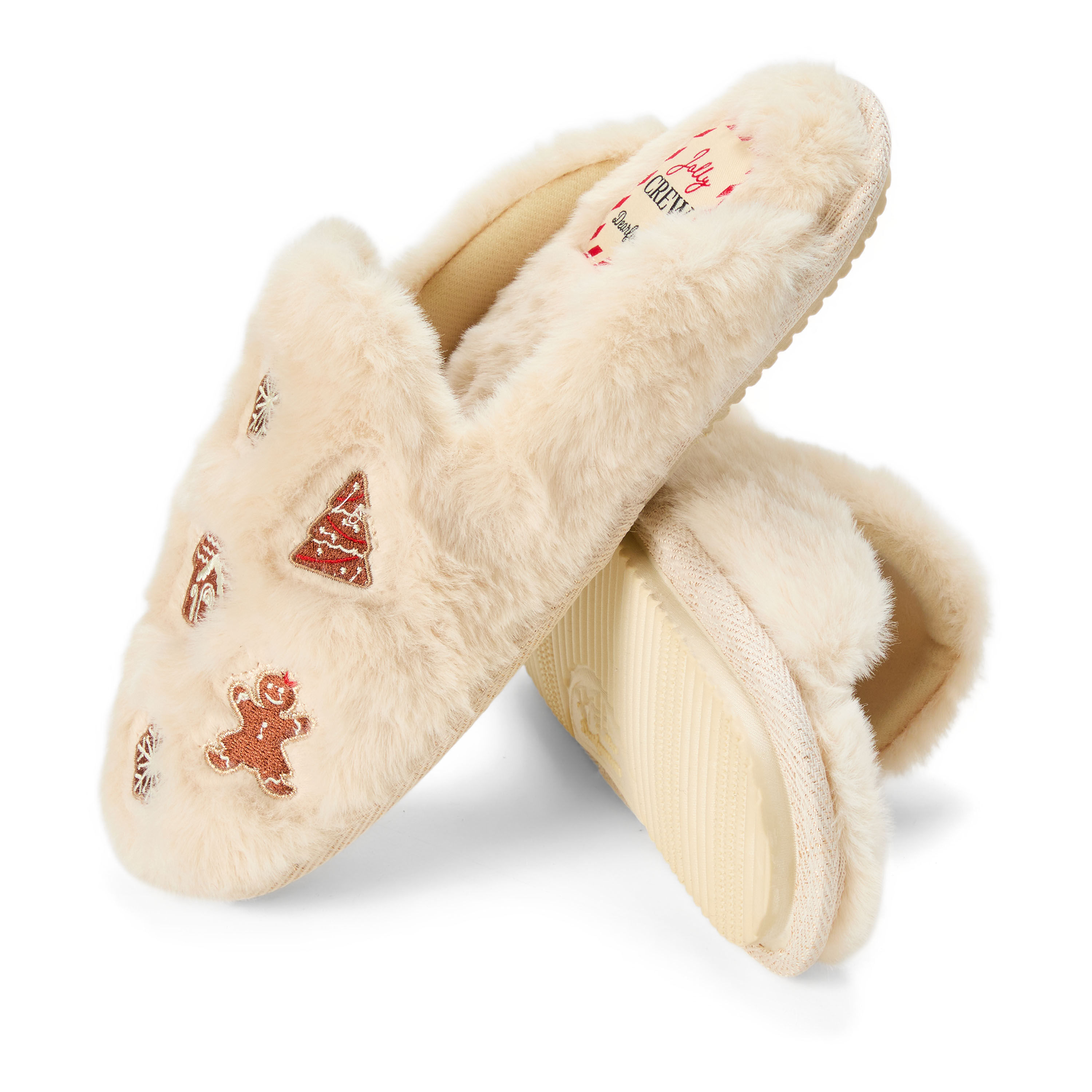 Women's Holiday Fur Shaped Tab Scuff