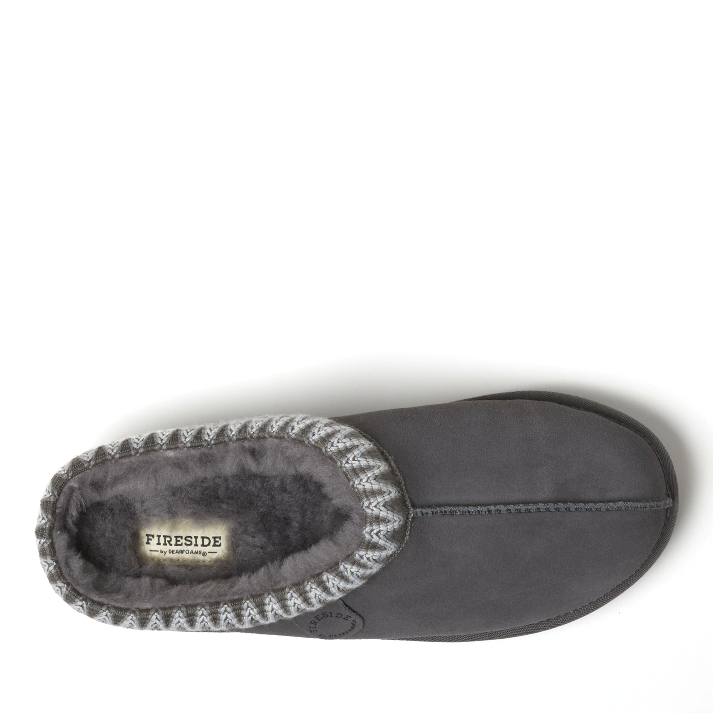 Men's Fireside by Dearfoams Grafton Genuine Shearling Clog With Taping - Water Resistant