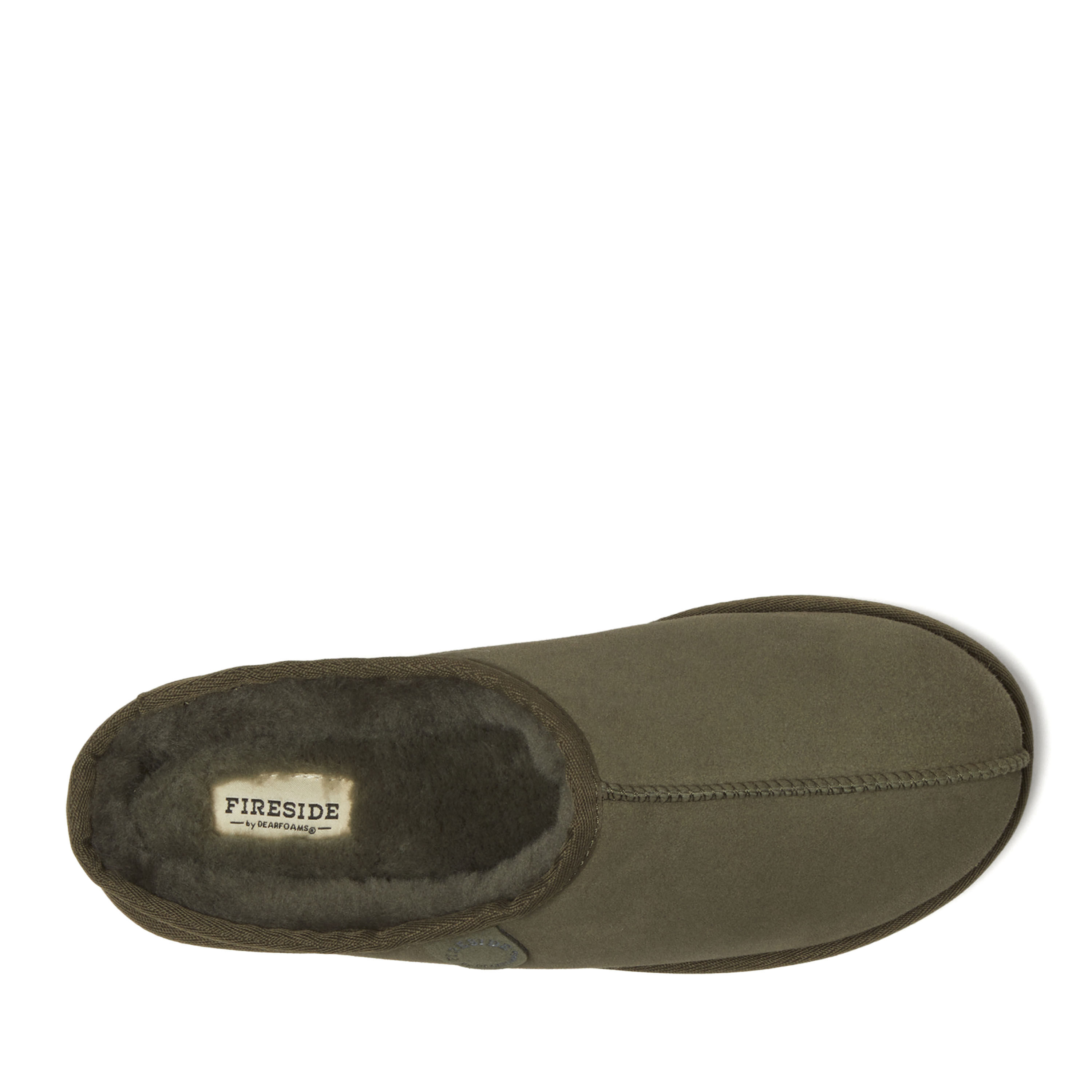 Men's Fireside by Dearfoams Grafton Genuine Shearling Clog Slipper with Woven Accent