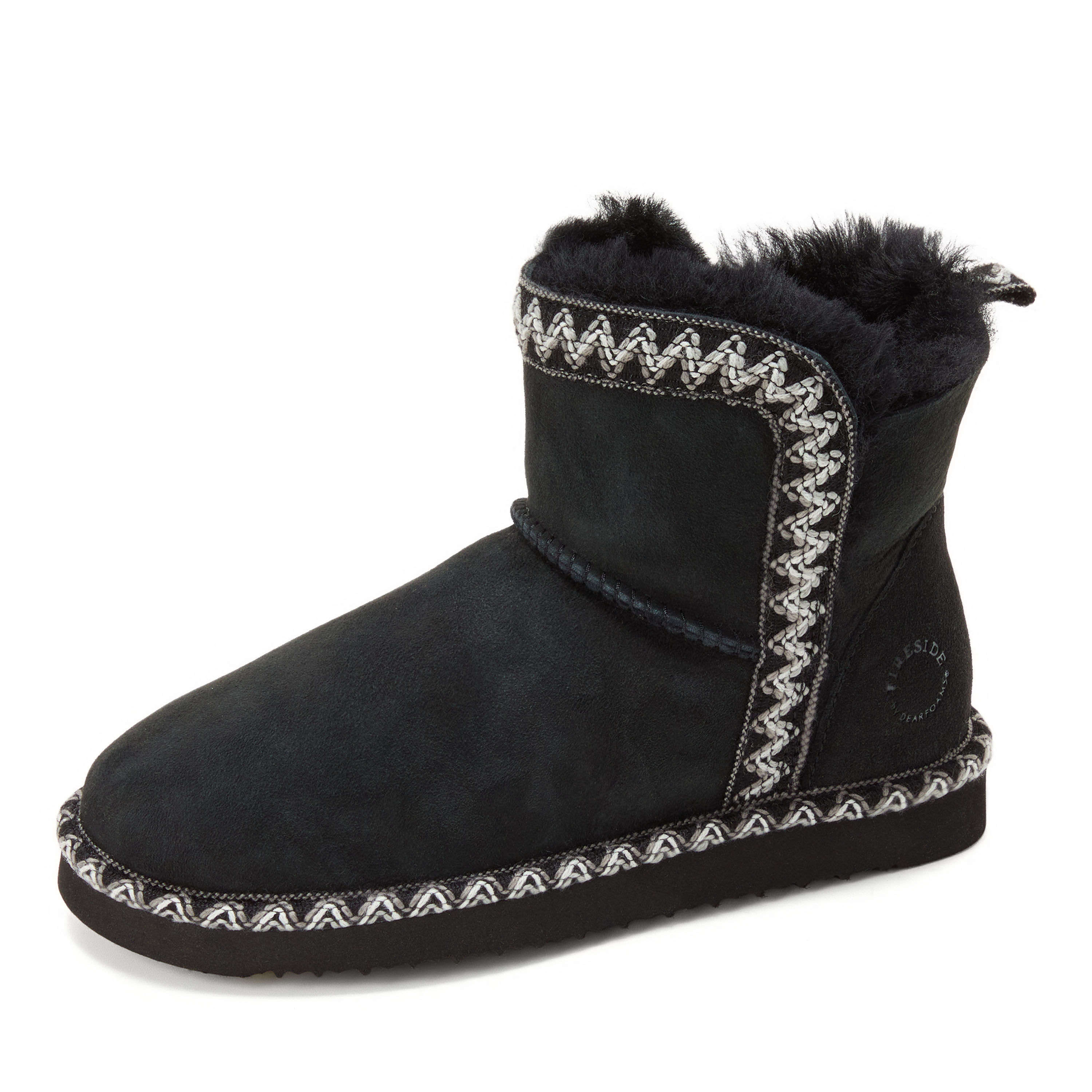 Women's Fireside by Dearfoams Perth Genuine Shearling Fold Down Bootie With Taping