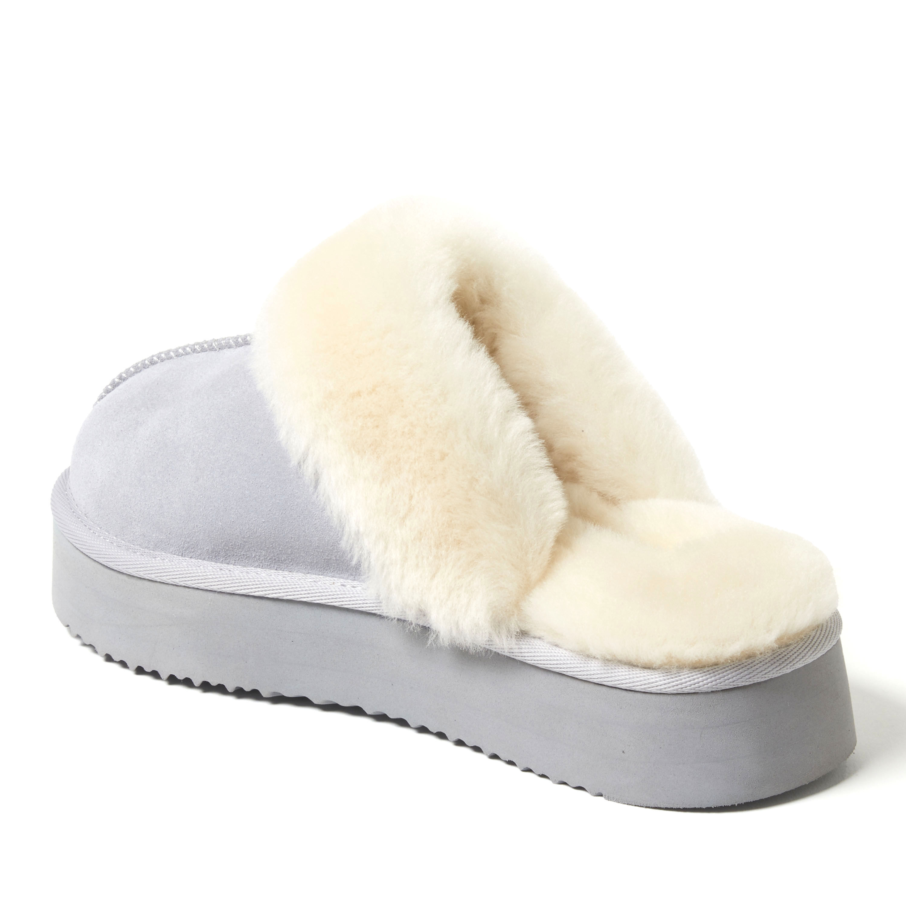 Women's Fireside by Dearfoams Melton Genuine Shearling Platform Scuff