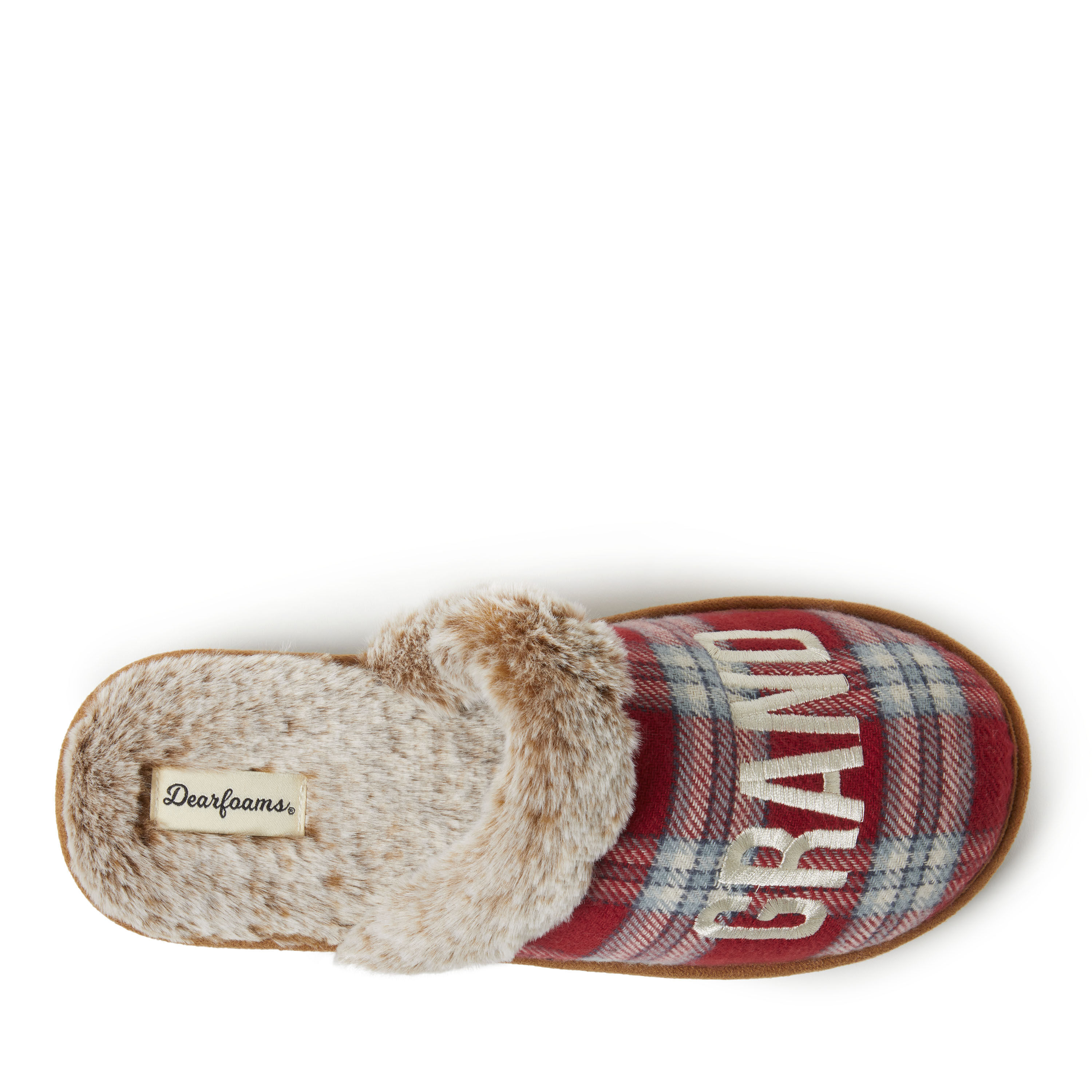 Grand Bear Red Plaid Scuff Slippers