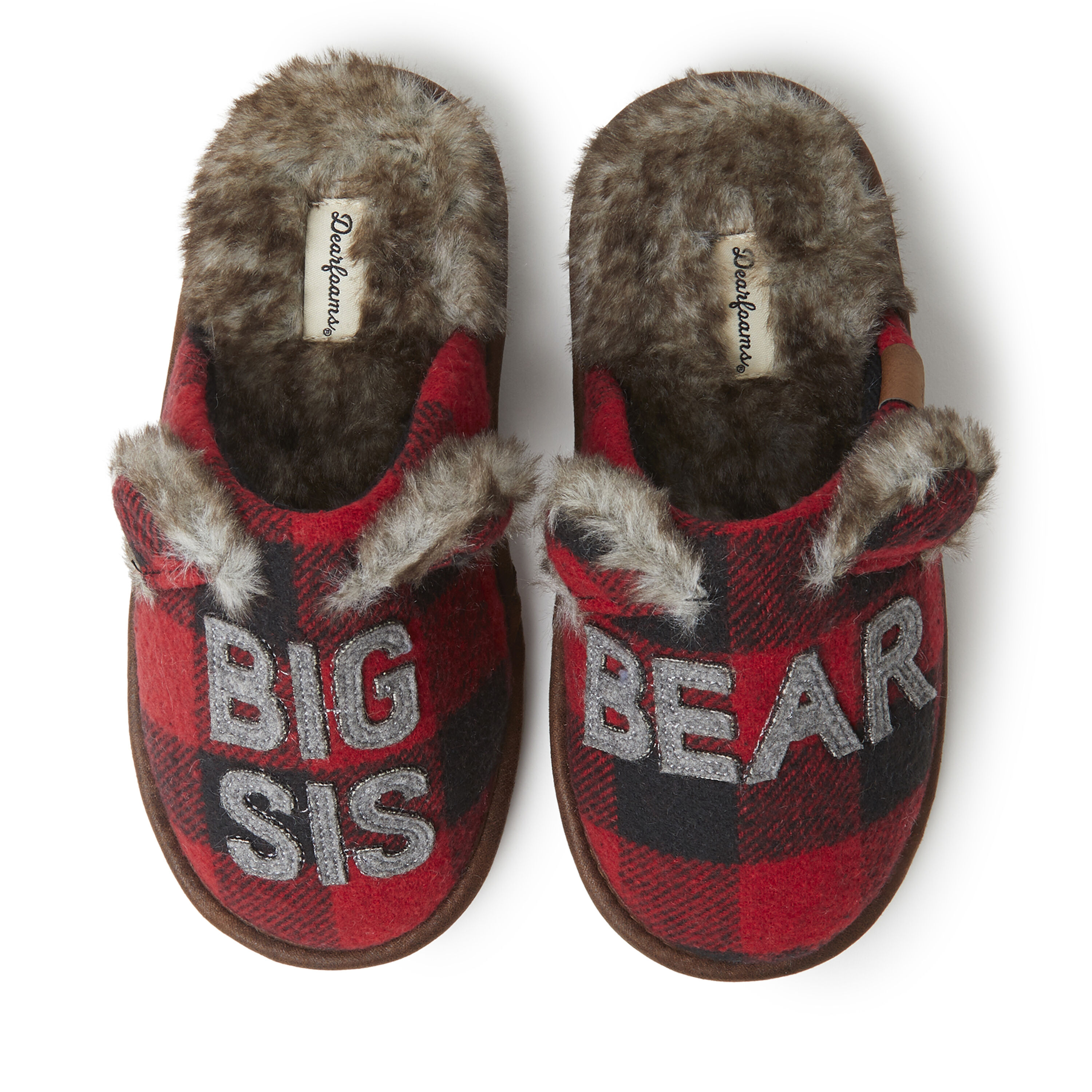 Kids Buffalo Check Lil Bear Scuff Slipper