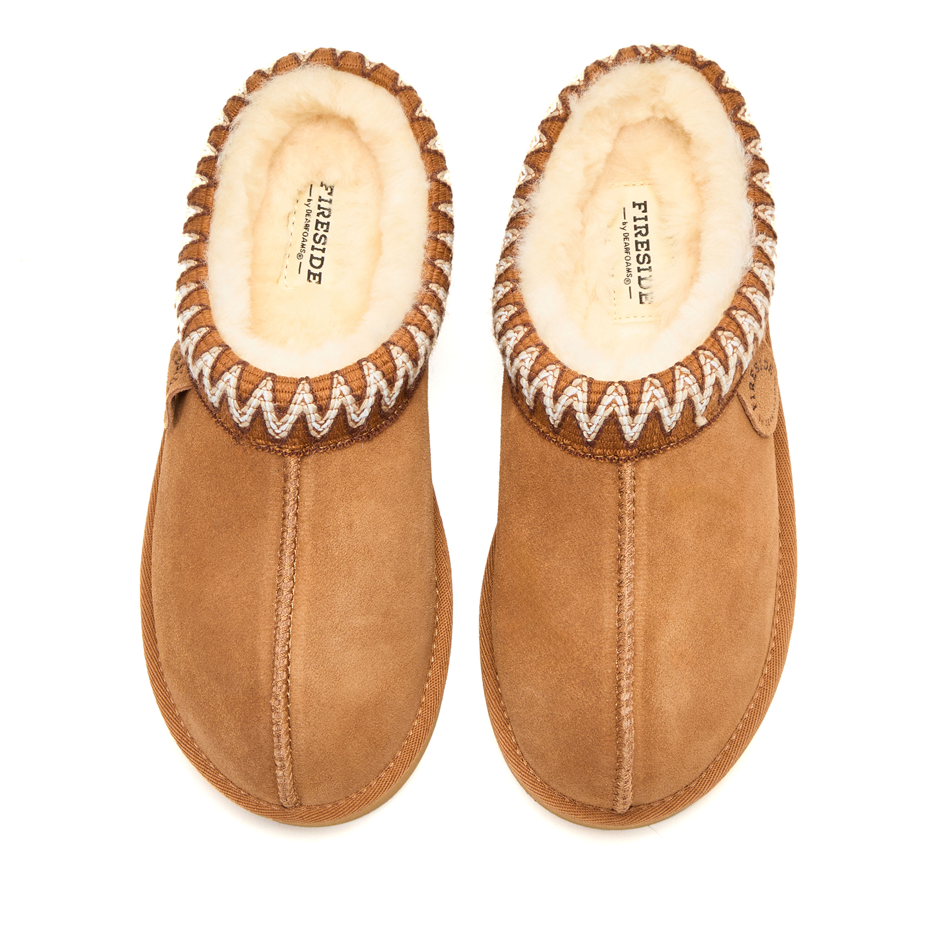 Women's Fireside by Dearfoams Queenstown Genuine Shearling Clog With Taping