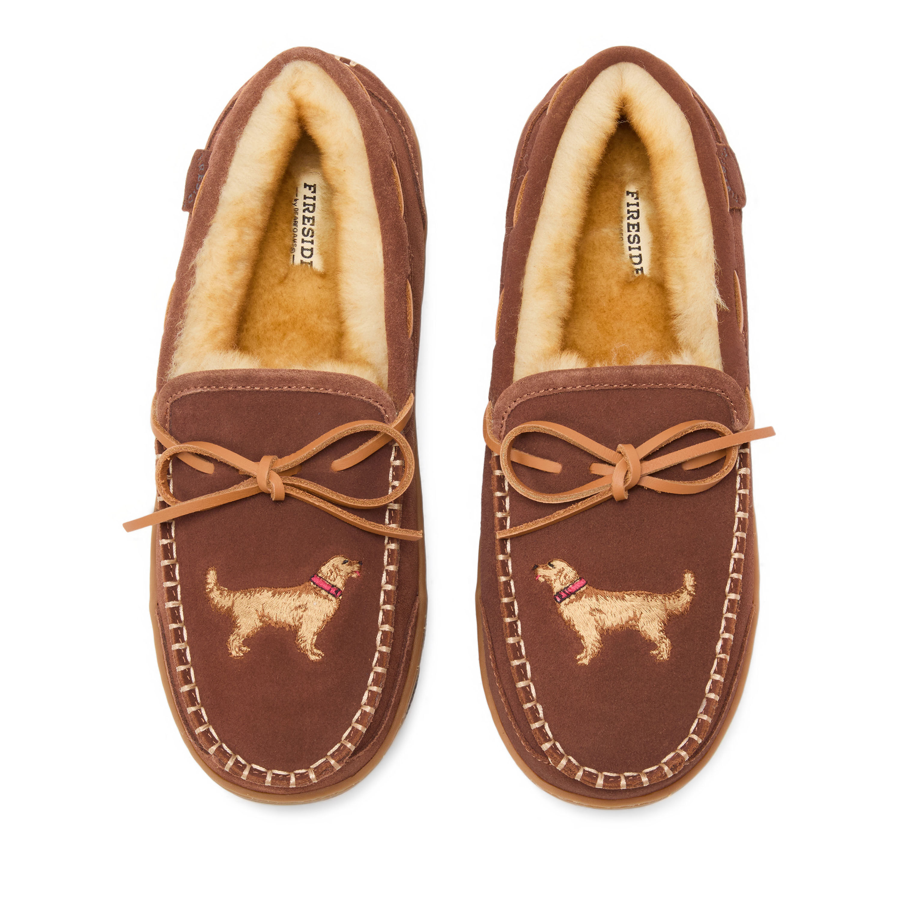 Men's Fireside by Dearfoams Forster Genuine Shearling Moc With Stitching