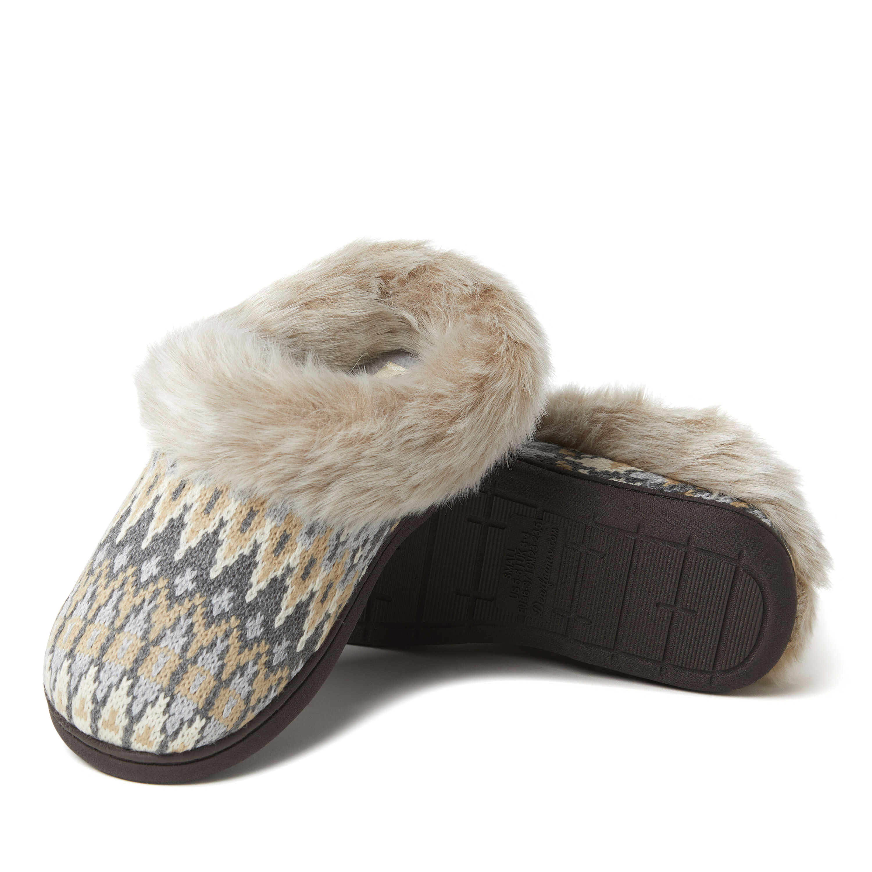 Women's dearfoams claire chunky knit quilted clog store slippers