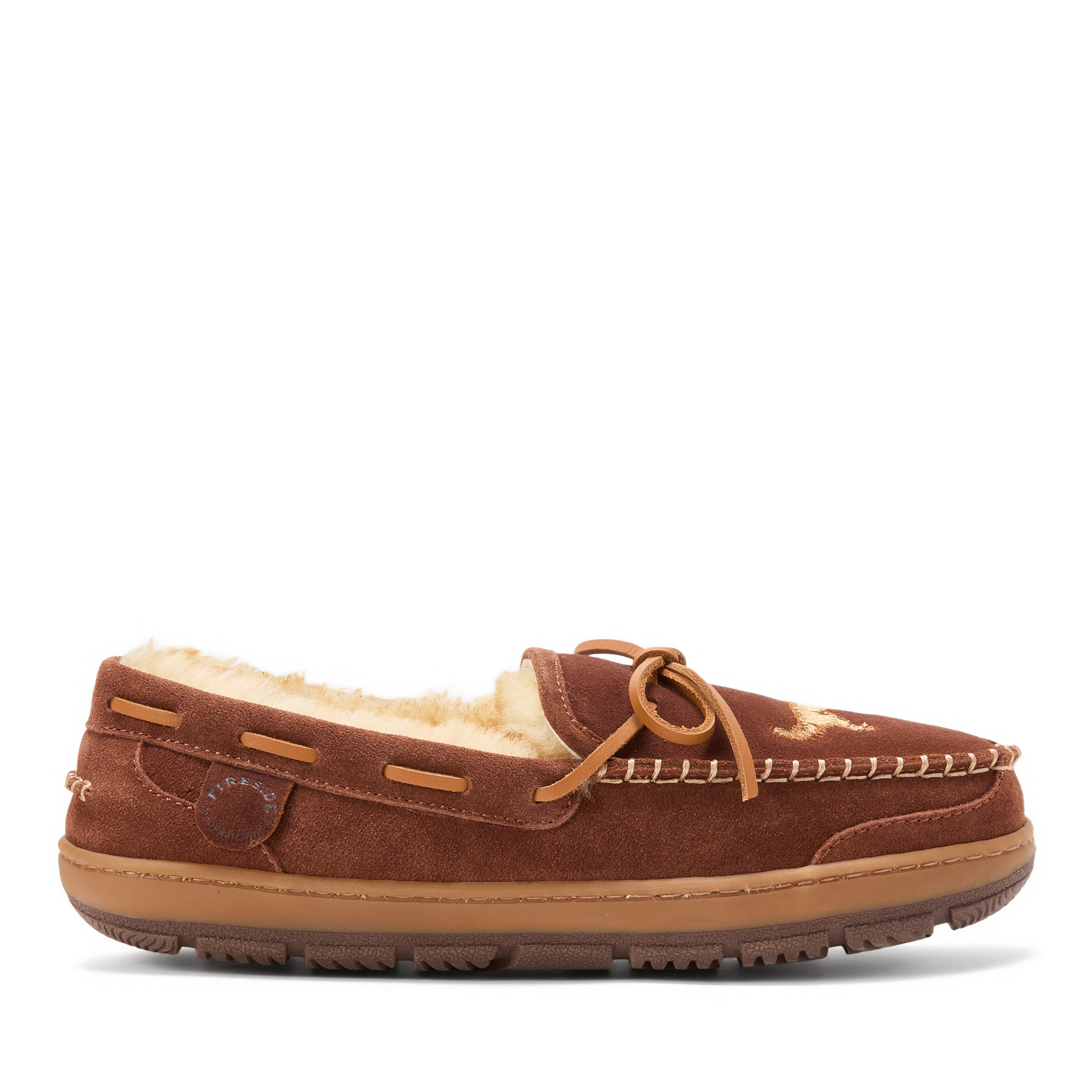 Men's Fireside by Dearfoams Forster Genuine Shearling Moc With Stitching