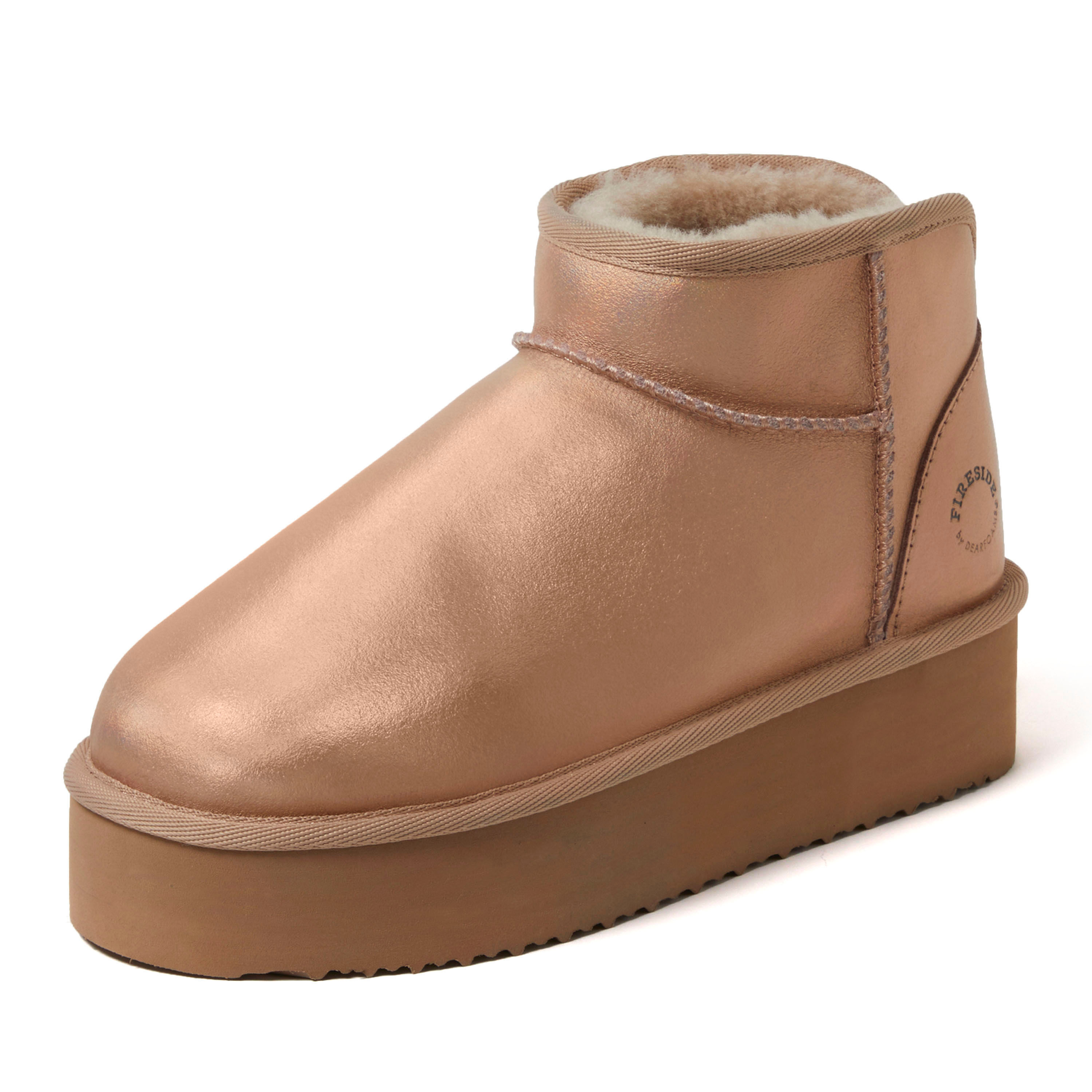 Women's Fireside by Dearfoams Kingston Genuine Shearling Platform Bootie