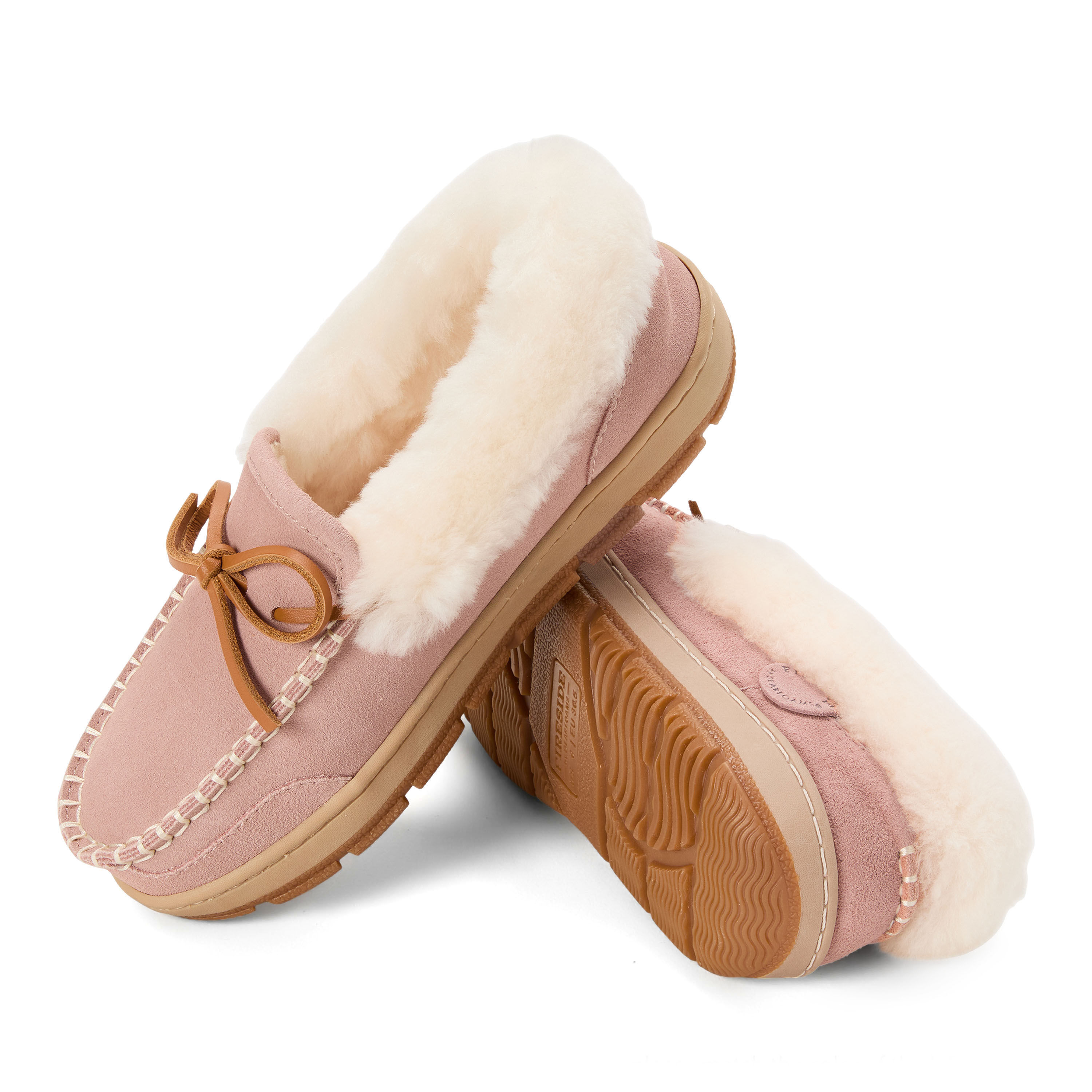 Women's Fireside Gladstone Moccasin Genuine Shearling with Stitching
