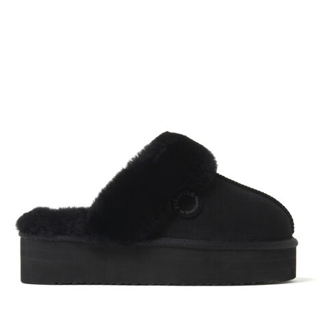 Women's Fireside by Dearfoams Melton Genuine Shearling Platform Scuff