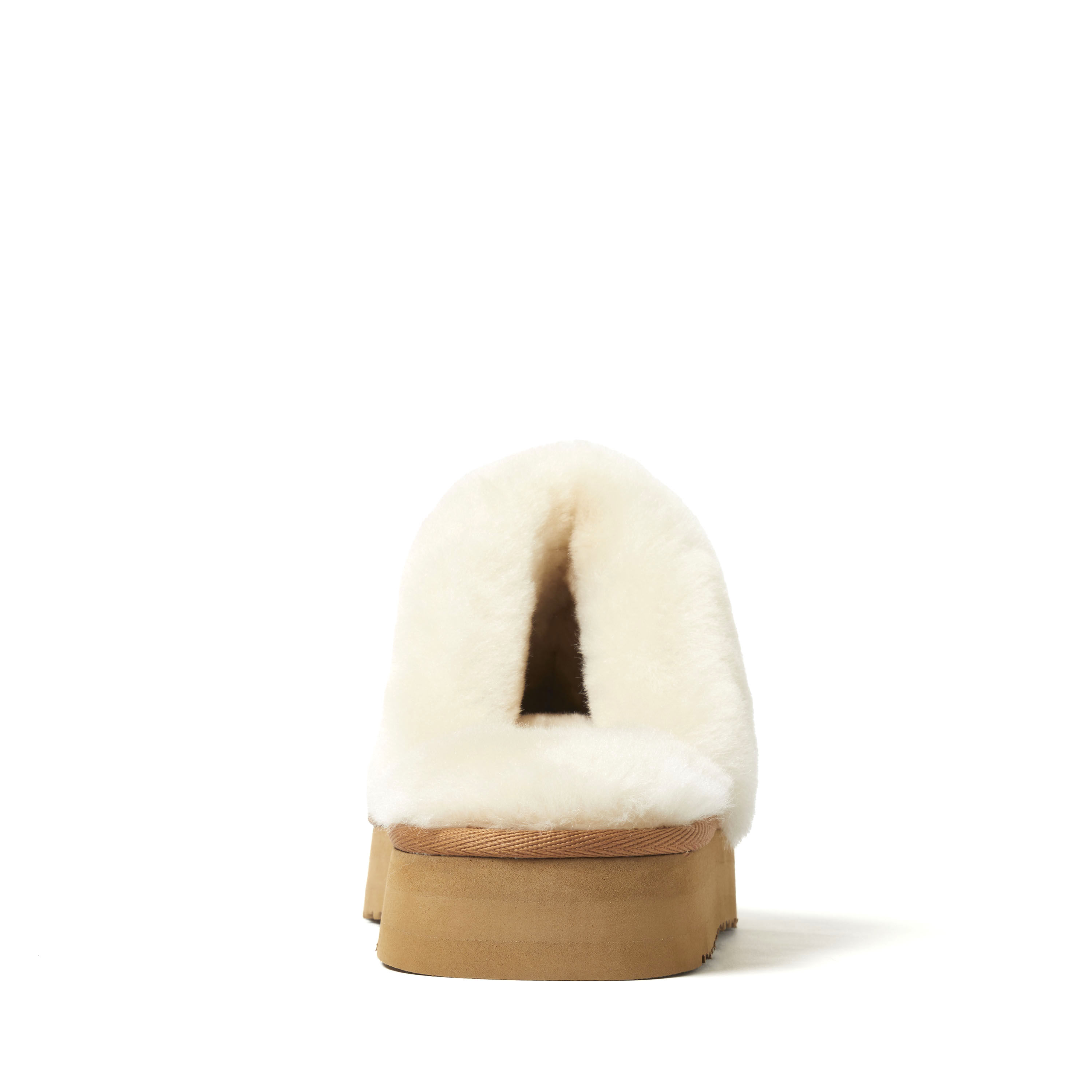 Women's Fireside by Dearfoams Melton Genuine Shearling Platform Scuff