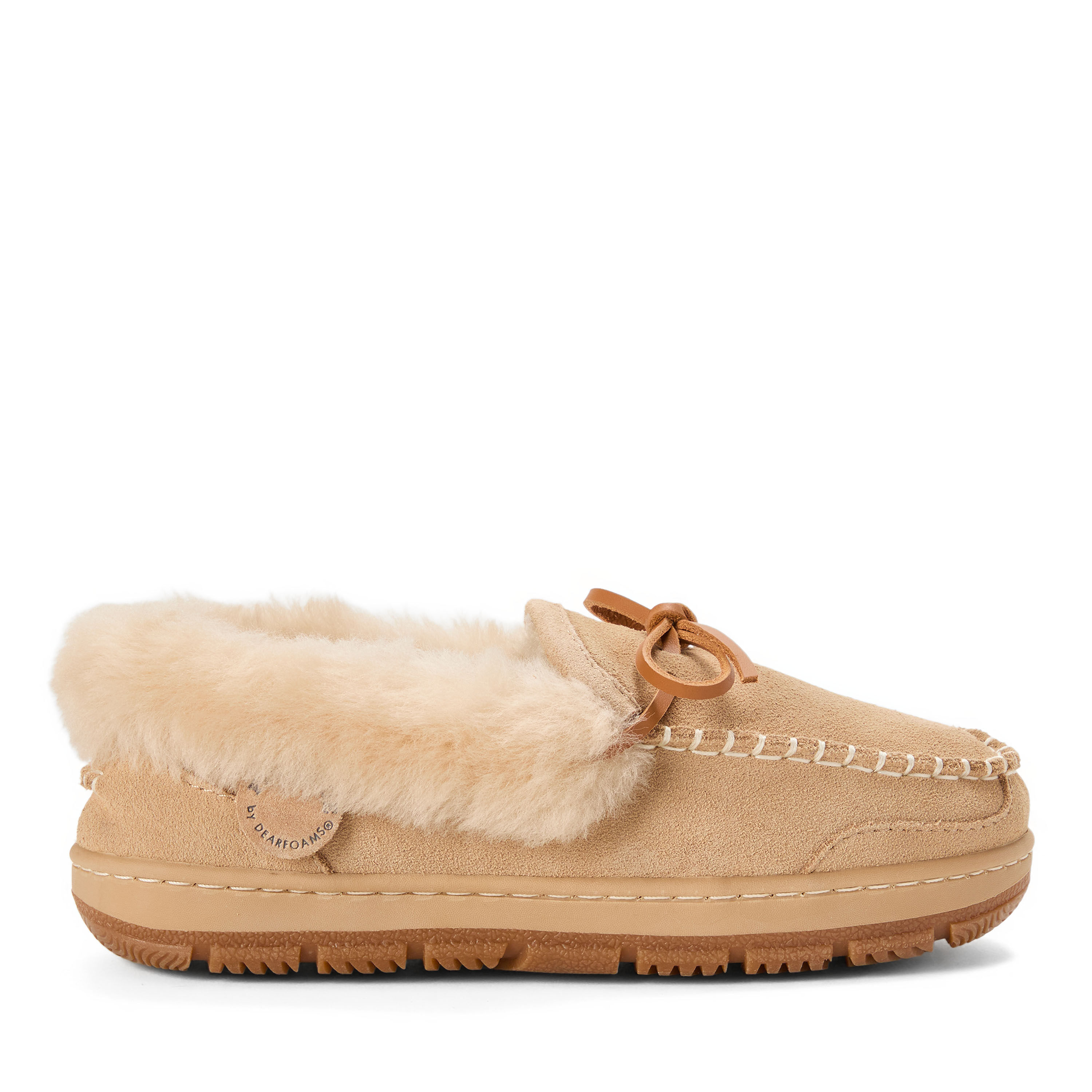 Women's Fireside Gladstone Moccasin Genuine Shearling with Stitching