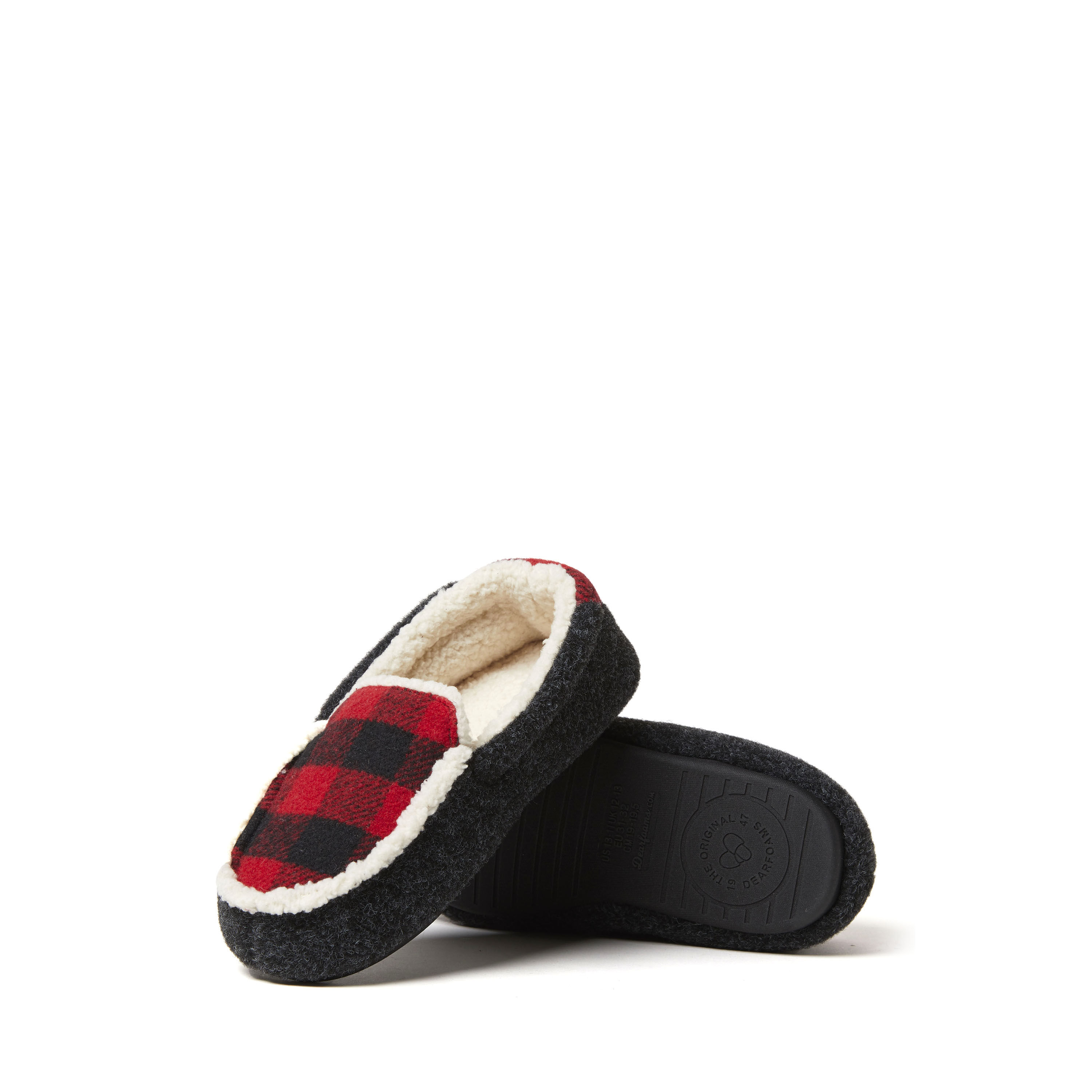 Plaid top moccasin slippers