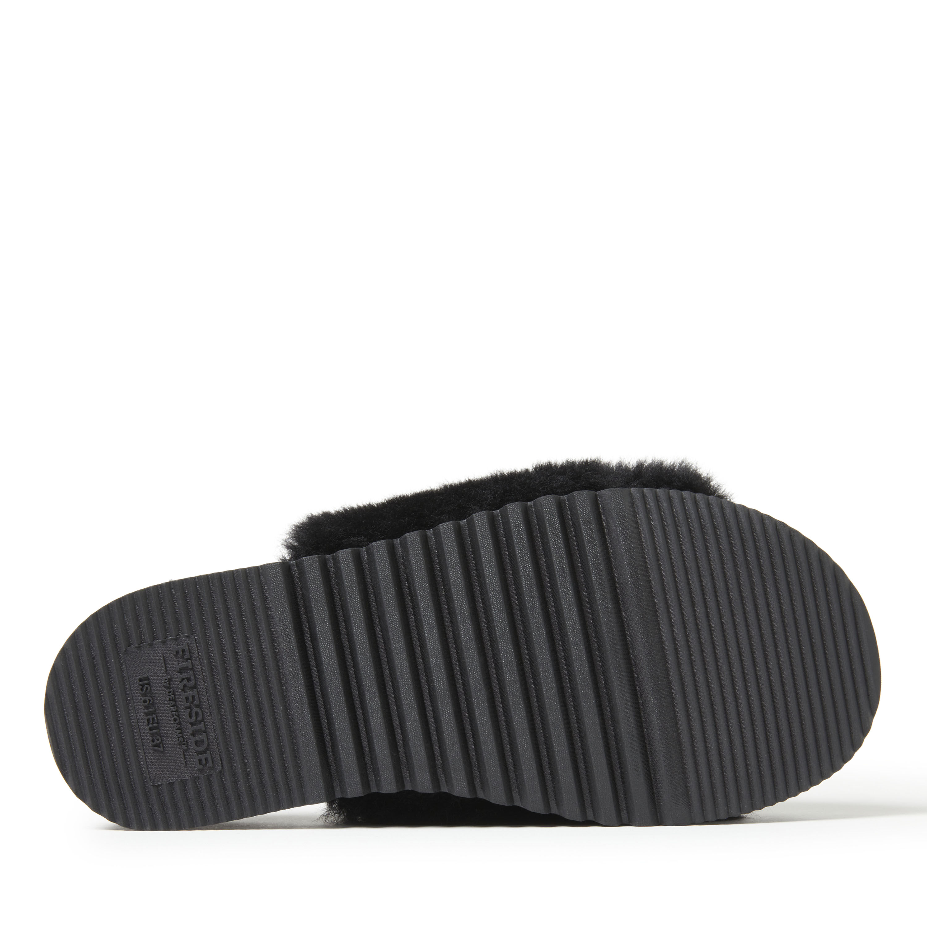 Women's Fireside by Dearfoams Cairns Genuine Shearling Slide Slipper with Metallic Suede Trim