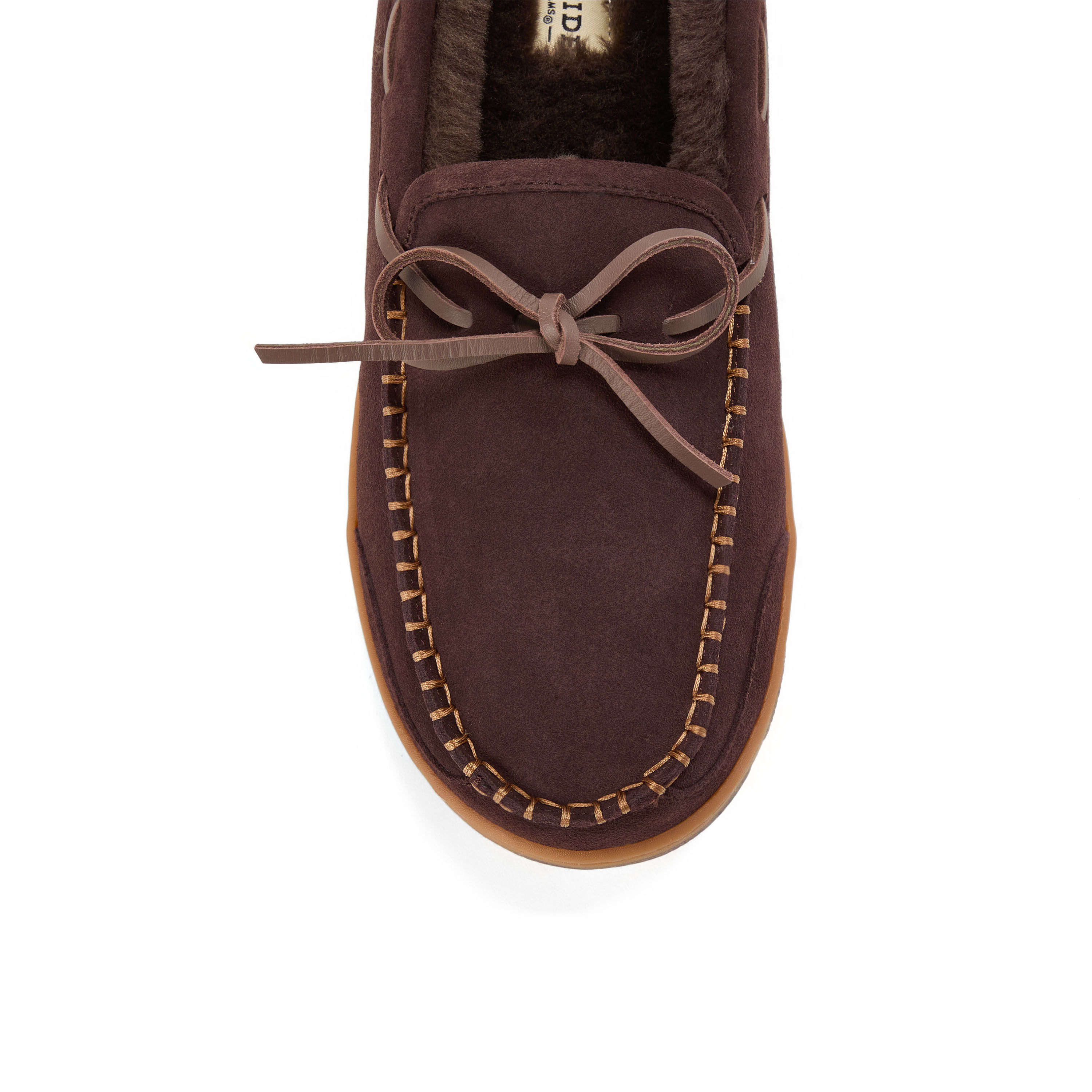 Men's Fireside by Dearfoams Forster Genuine Shearling Moc With Stitching