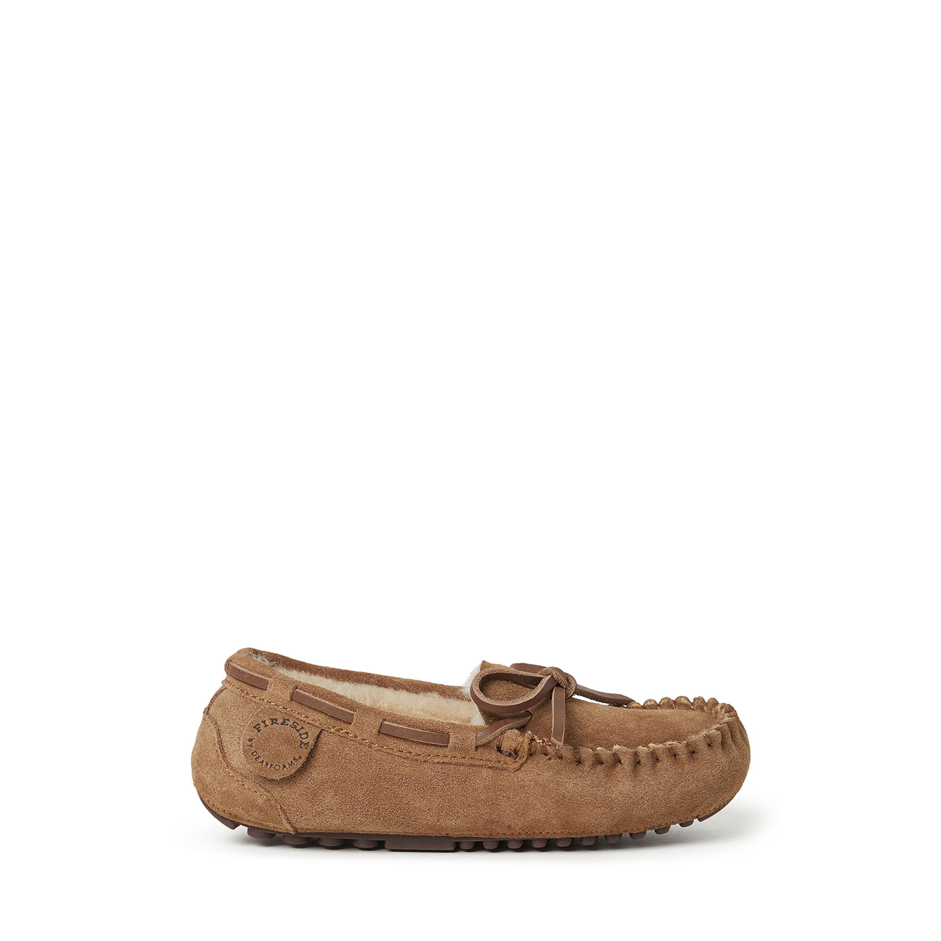 Kid's Fireside by Dearfoams Parke Genuine Shearling Moccasin Slipper
