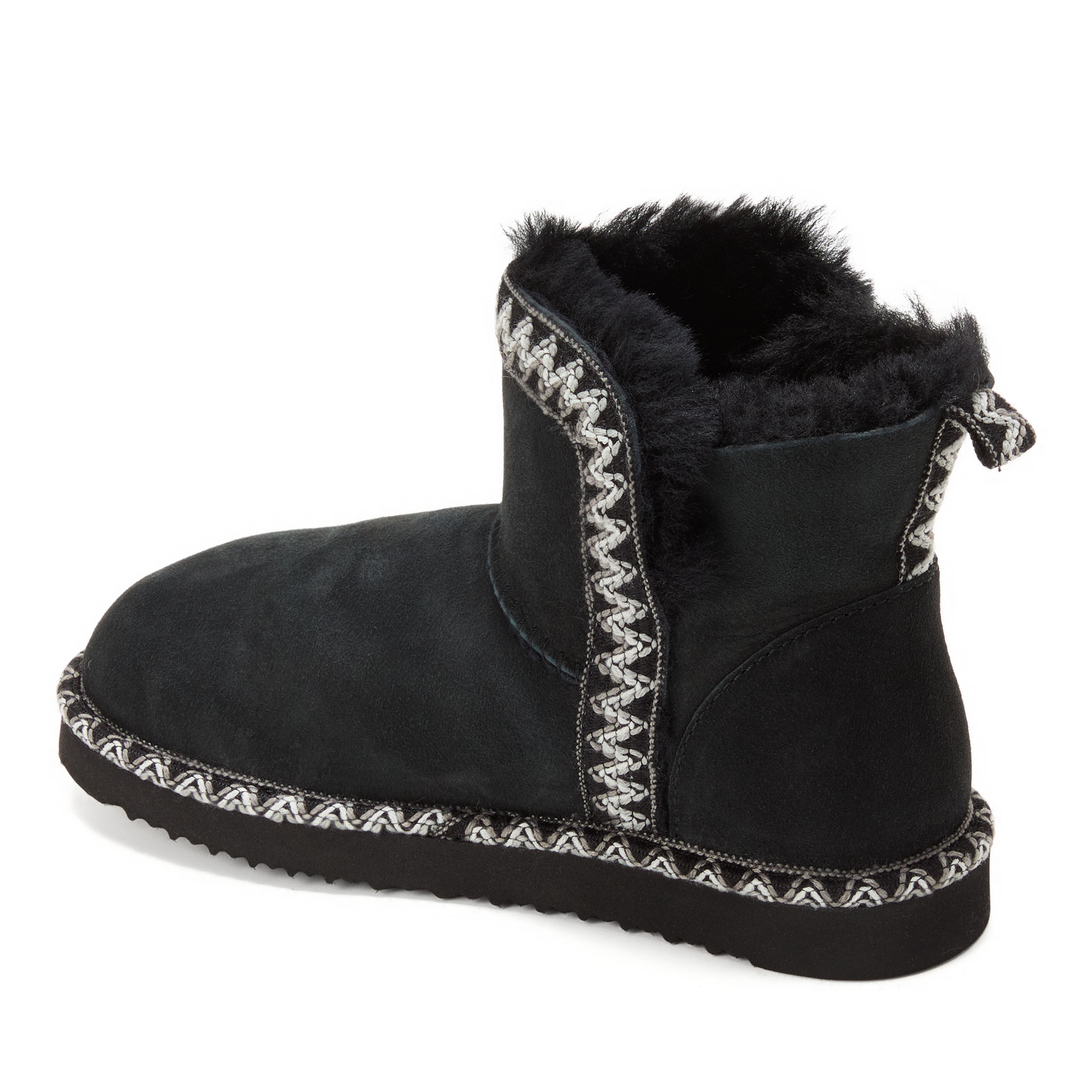 Women's Fireside by Dearfoams Perth Genuine Shearling Fold Down Bootie With Taping