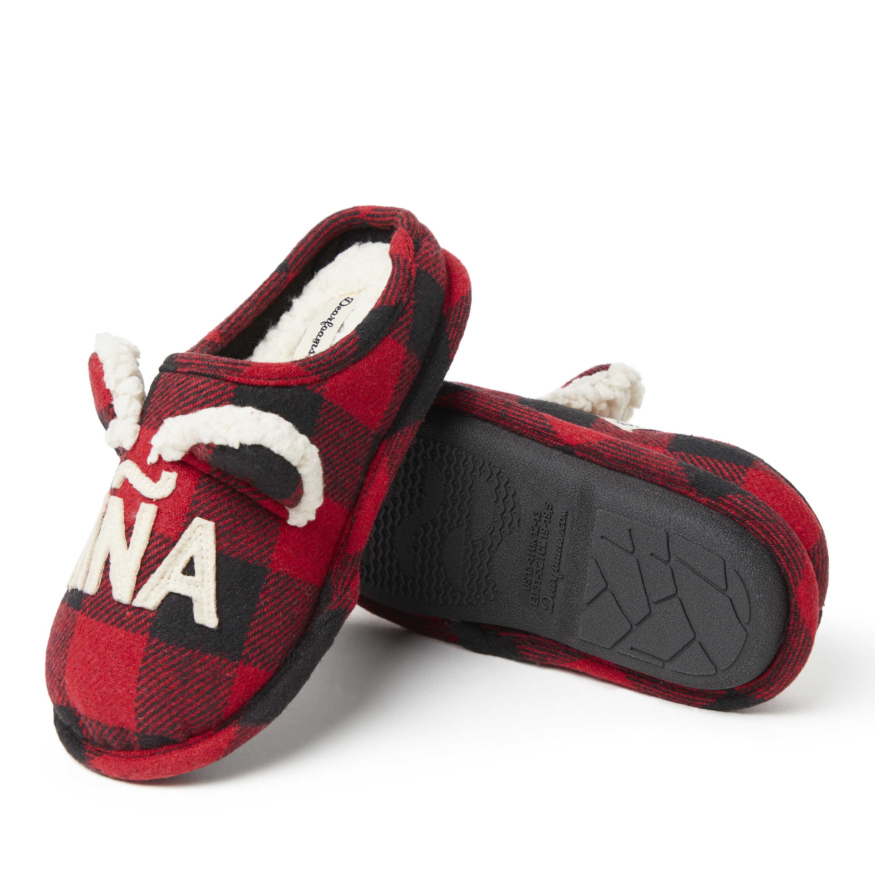 Women's dearfoams mama bear plaid hot sale clog slippers