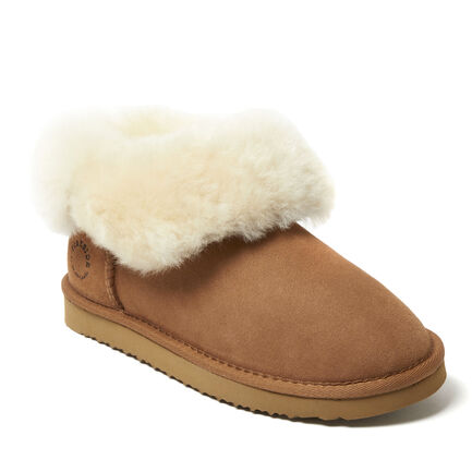 Women's Fireside by Dearfoams Perth Genuine Shearling Foldover Boot Slipper