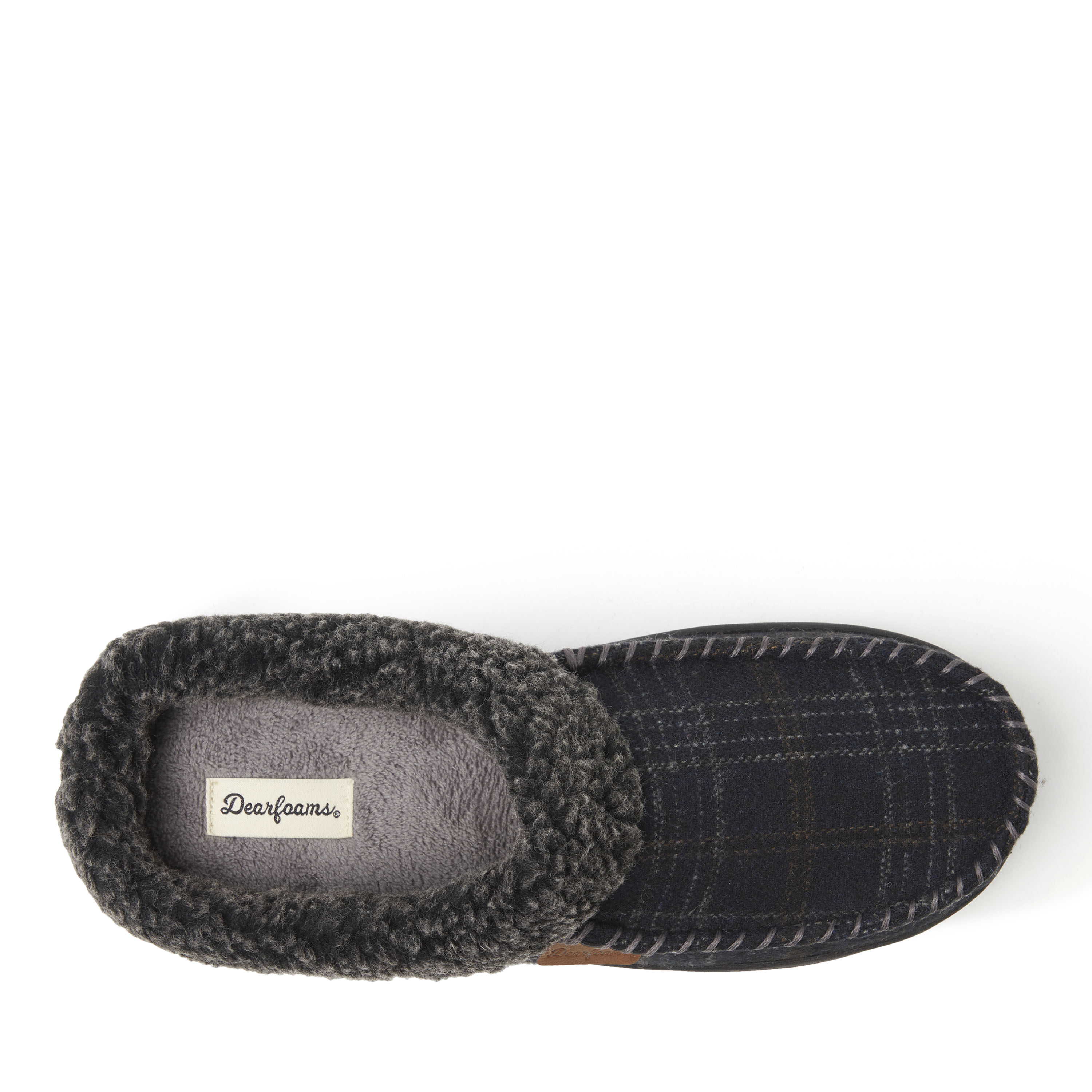 Men's dearfoams microsuede hotsell whipstitch trim clog slippers