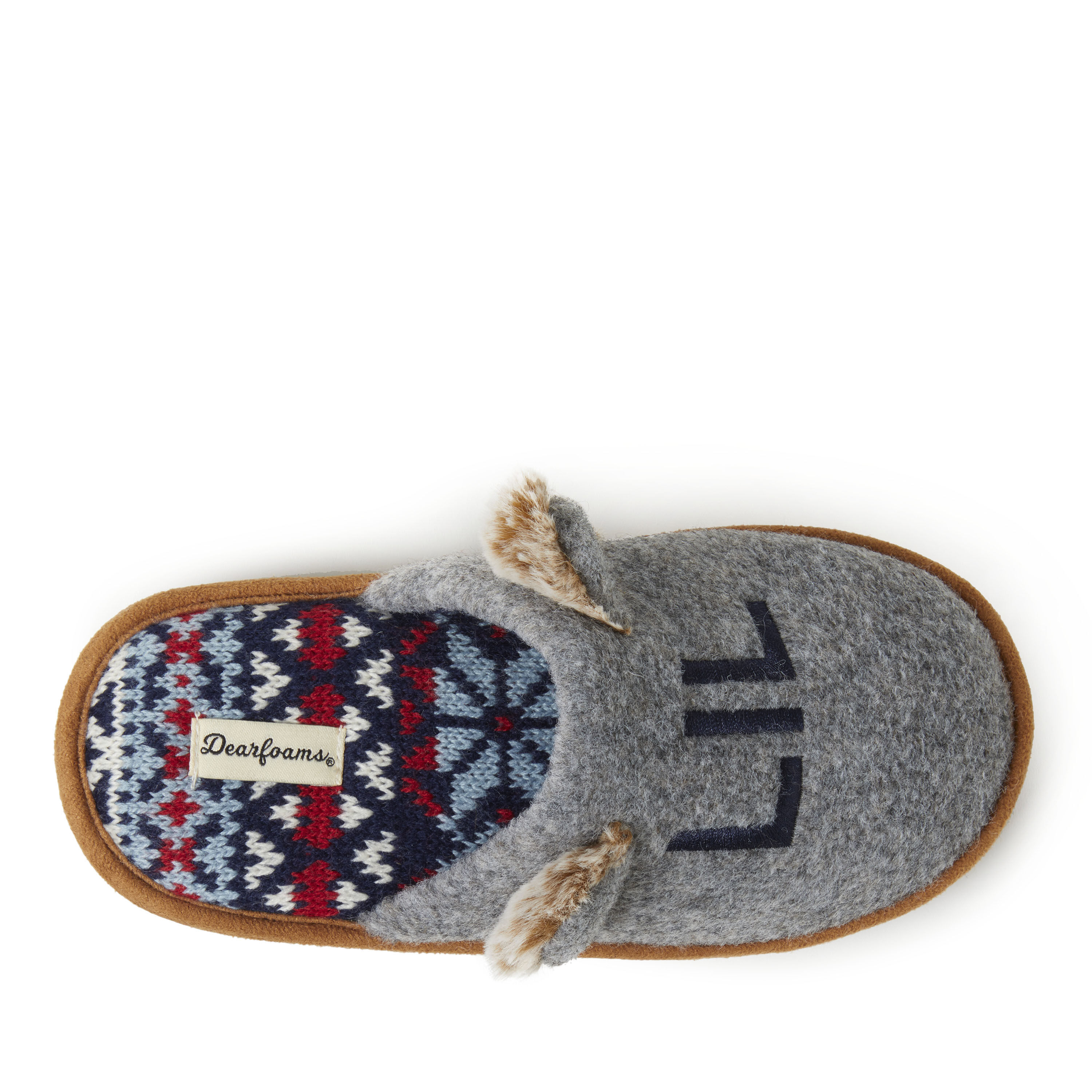 Kid's Grey Felted Lil Bear Scuff Slippers