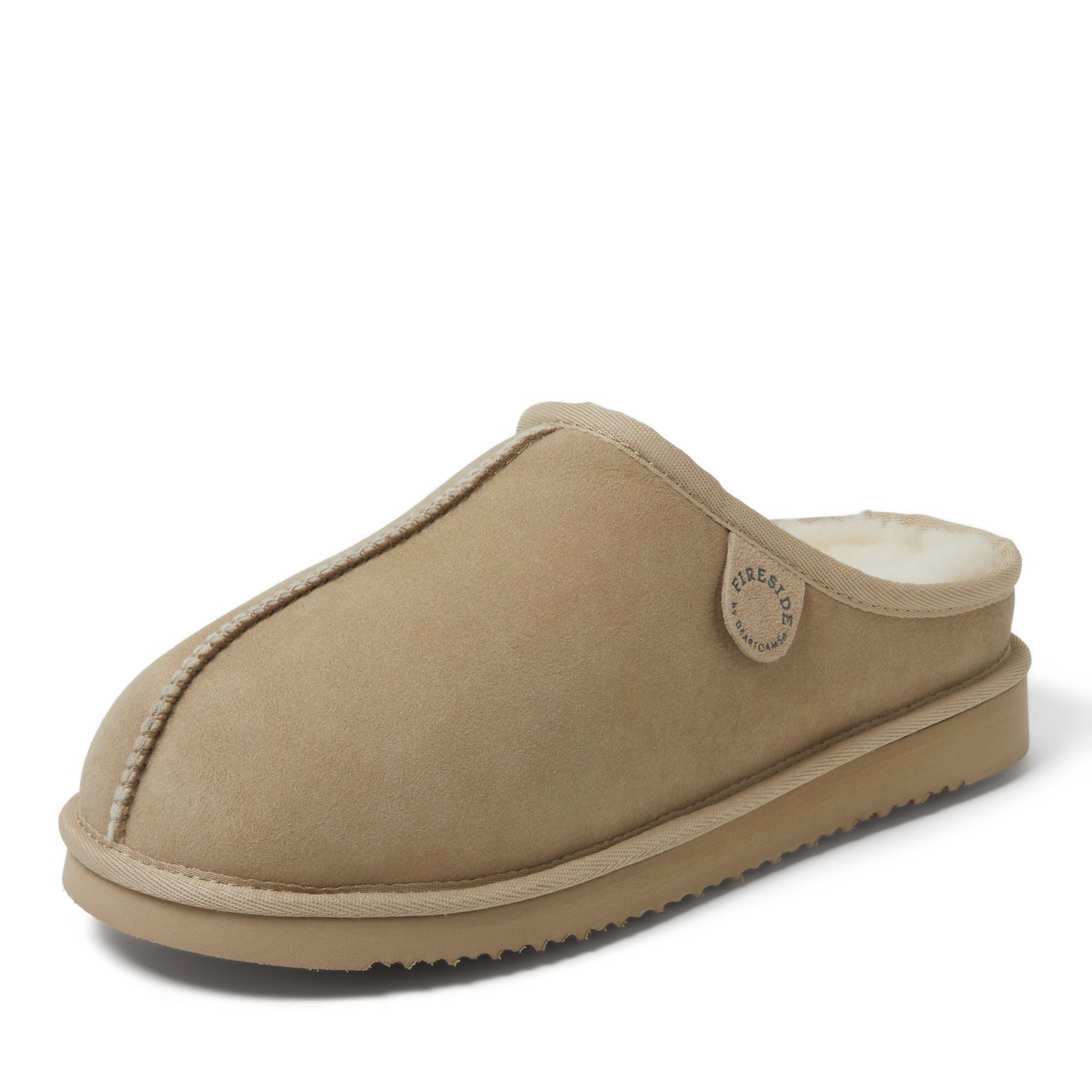 Men's Fireside by Dearfoams Grafton Genuine Shearling Clog Slipper with Woven Accent