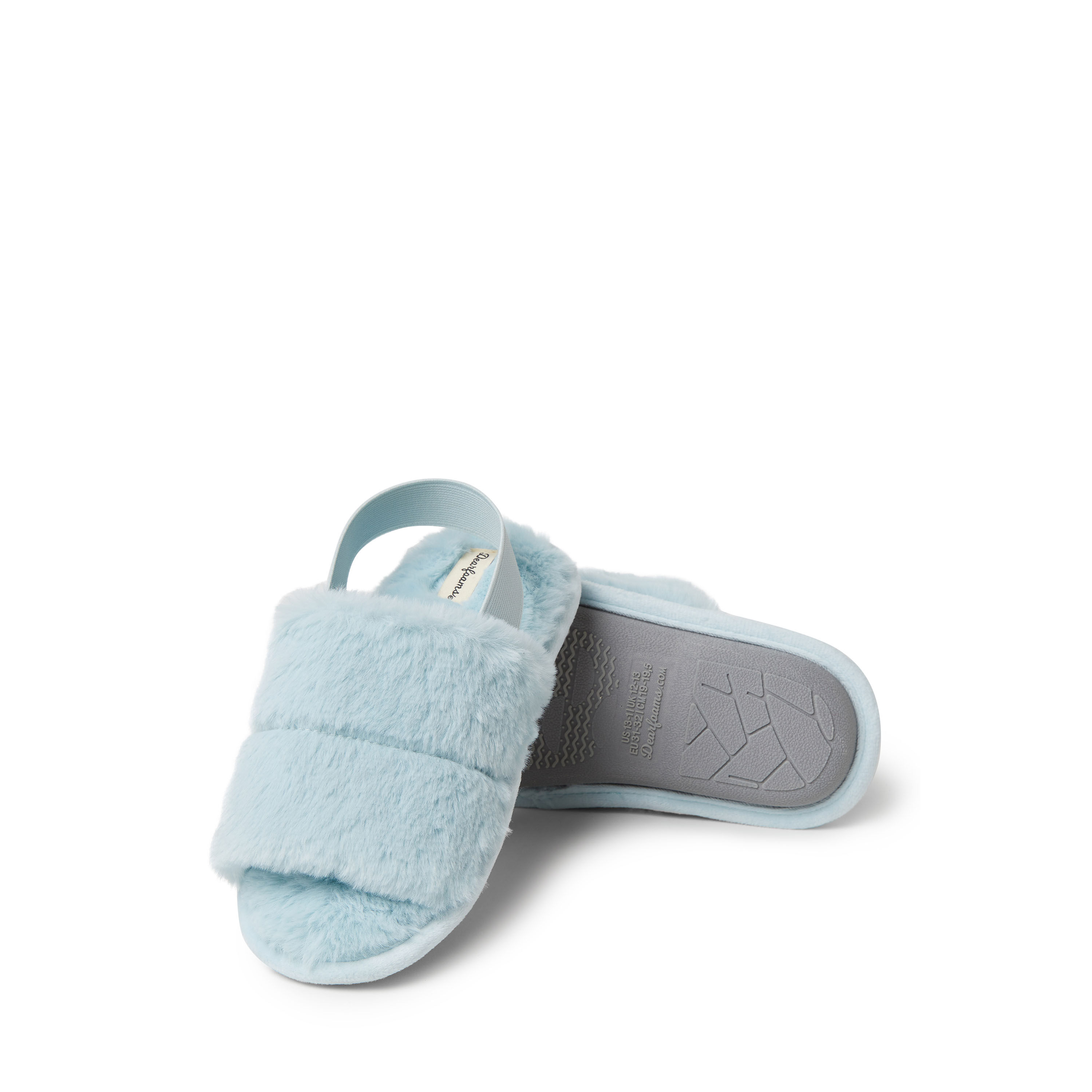 Blue furry ugg slides best sale