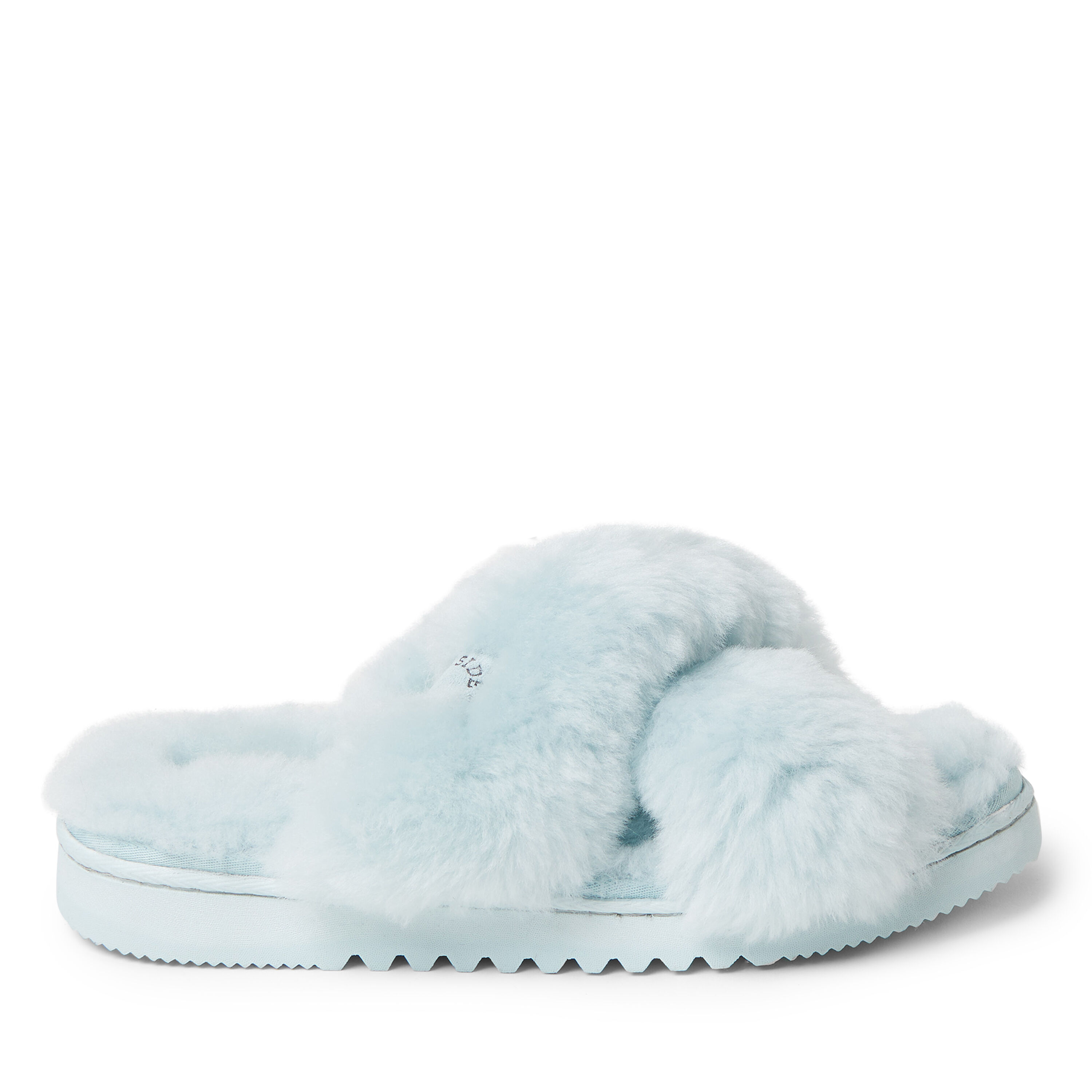 Women's Fireside By Dearfoams New Castle Genuine Shearling Cross Band Slide