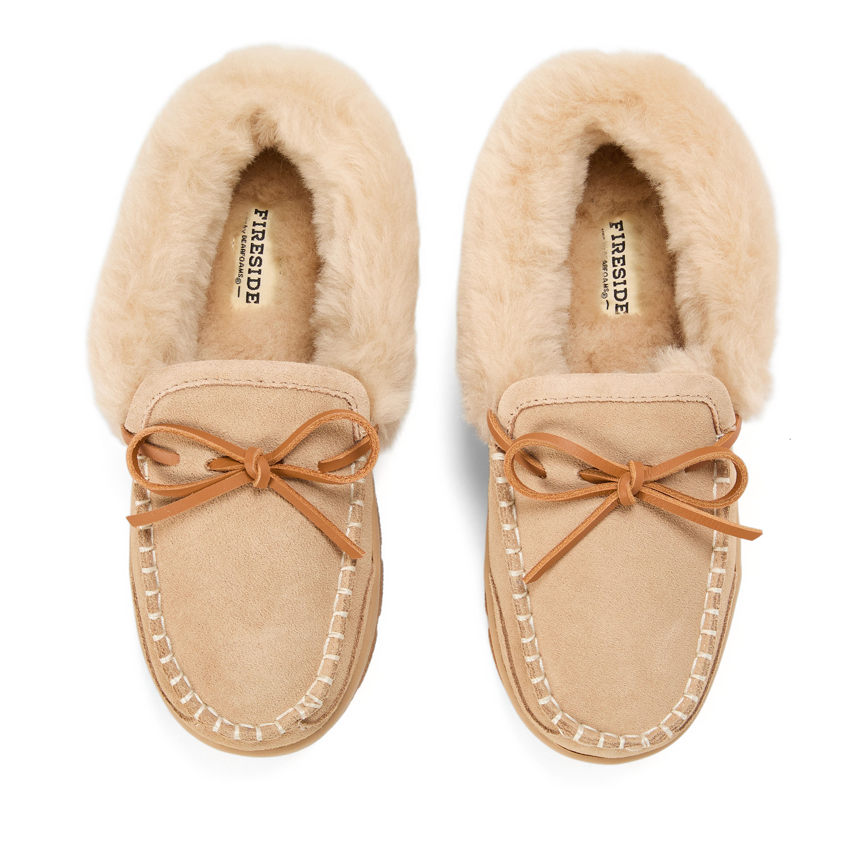 Women's Fireside by Dearfoams Gladstone Genuine Shearling Moc With Stitching
