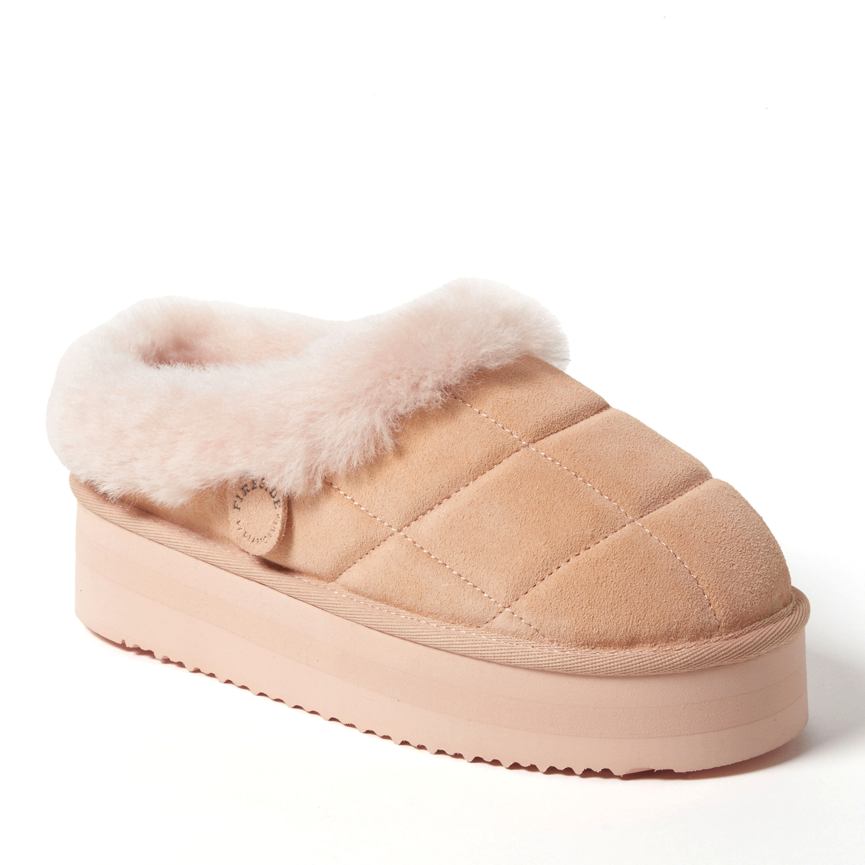 Women's Fireside by Dearfoams Bendigo Genuine Shearling Quilted Platform Clog