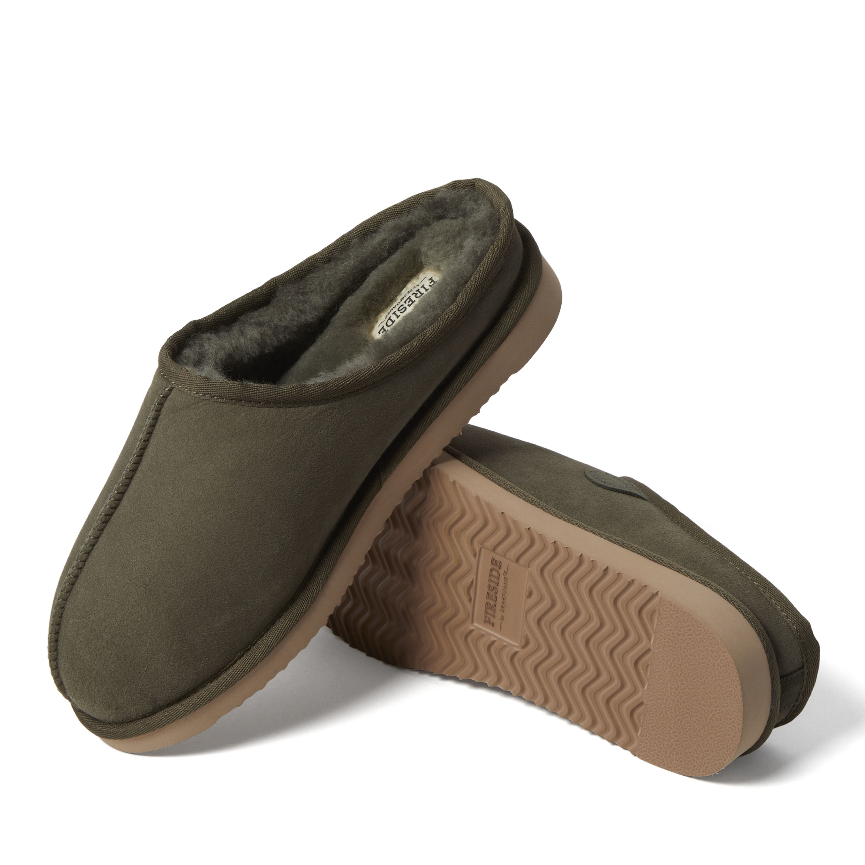 Men's Fireside by Dearfoams Grafton Genuine Shearling Clog Slipper with Woven Accent