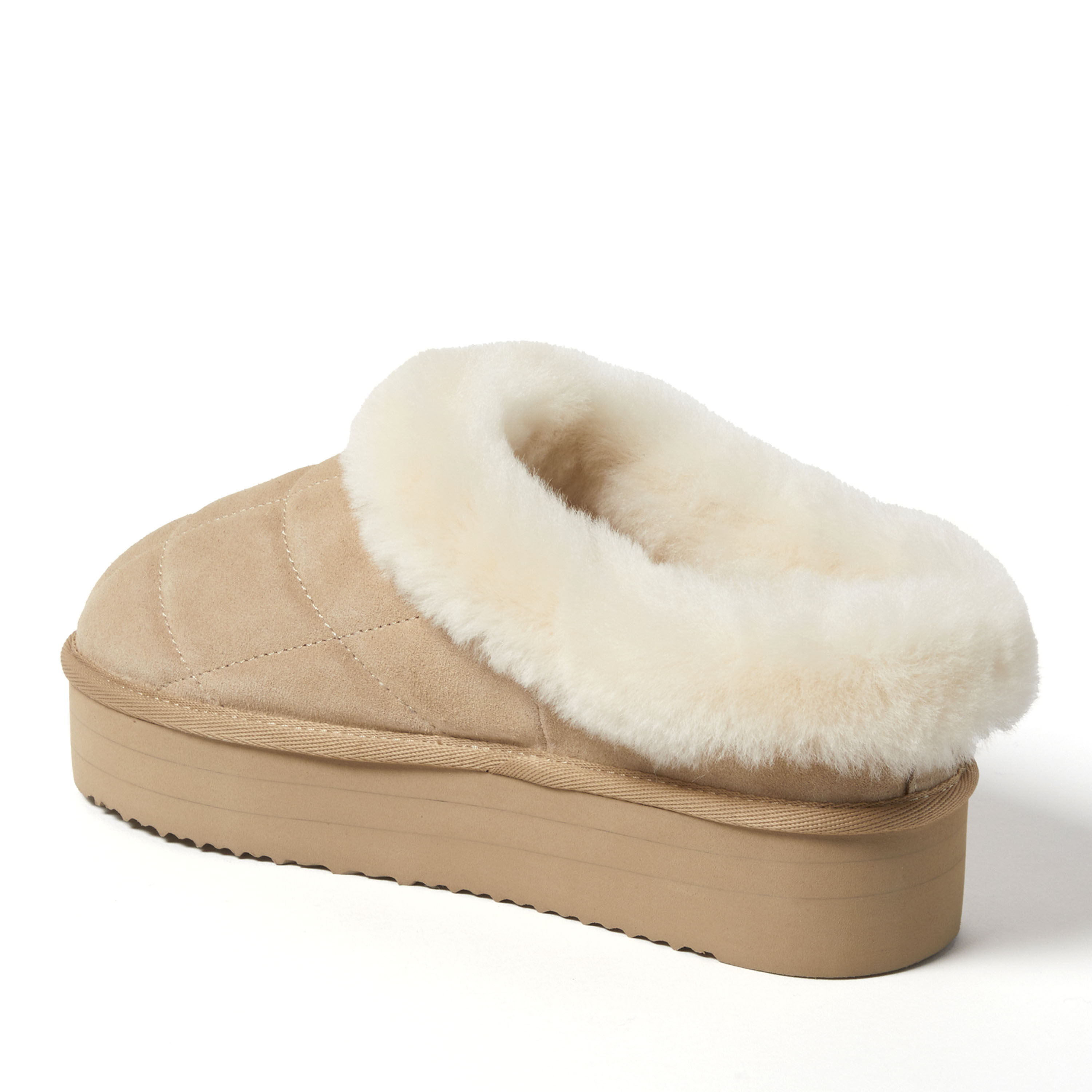 Women's Fireside by Dearfoams Bendigo Genuine Shearling Quilted Platform Clog