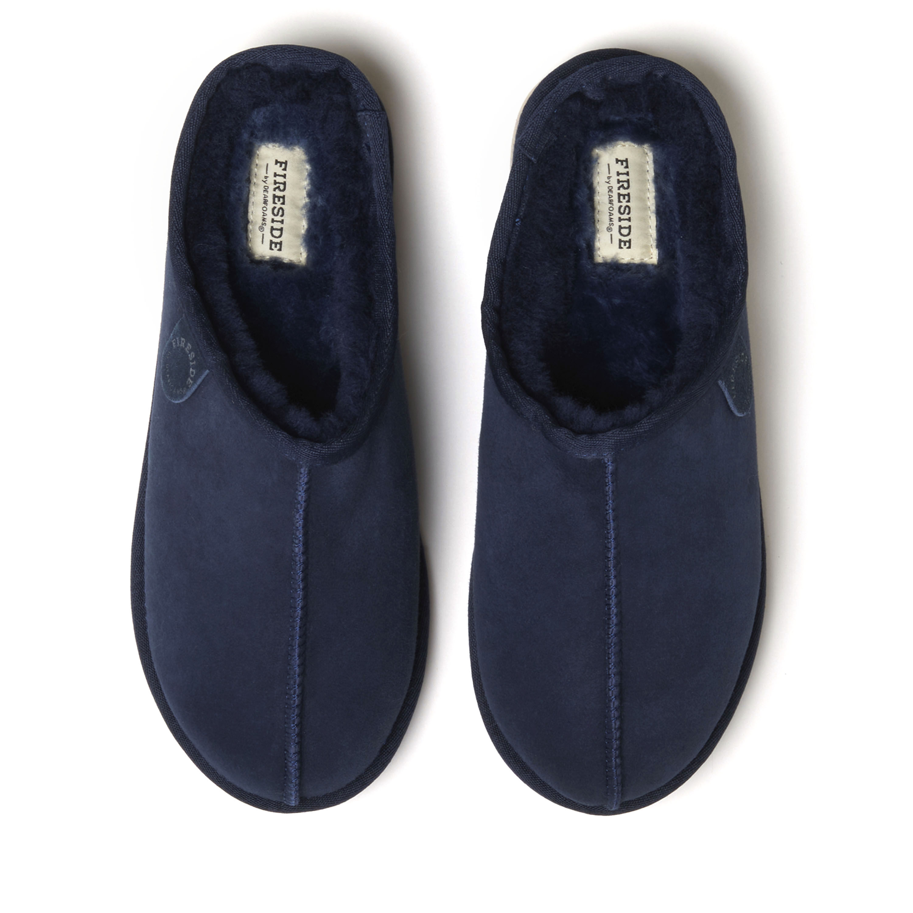 Men's Fireside by Dearfoams Grafton Genuine Shearling Clog Slipper with Woven Accent