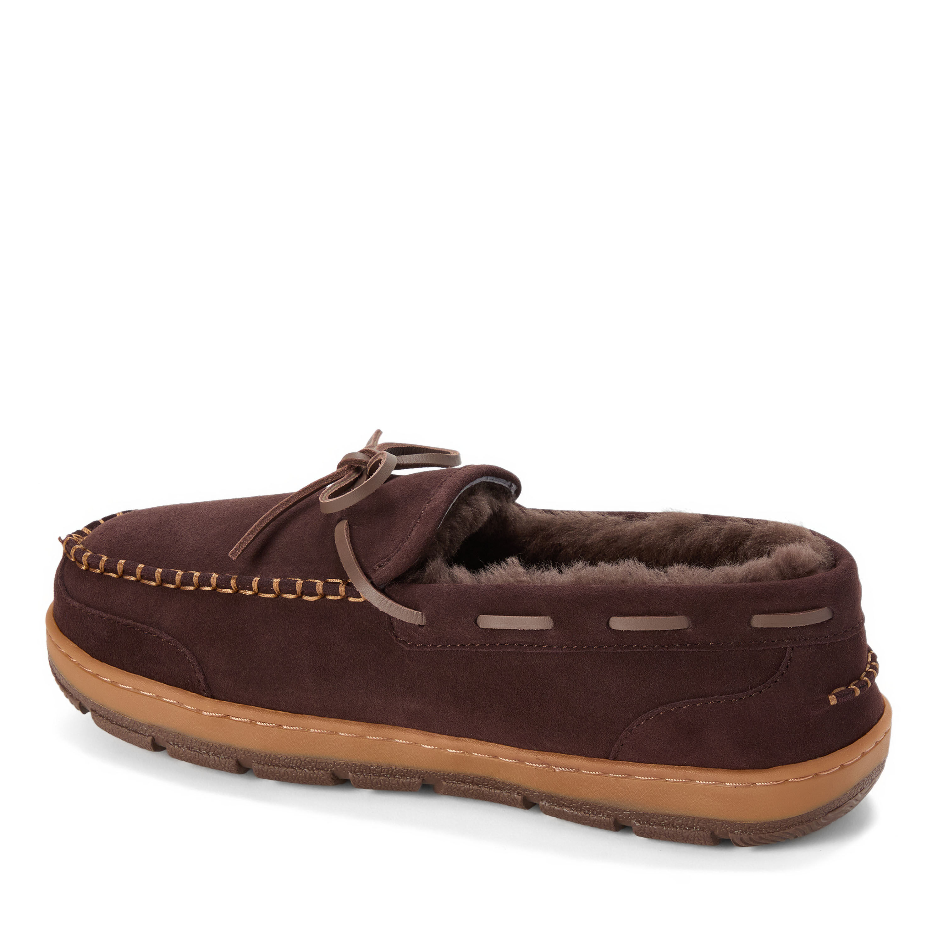 Men's Fireside by Dearfoams Forster Genuine Shearling Moc With Stitching