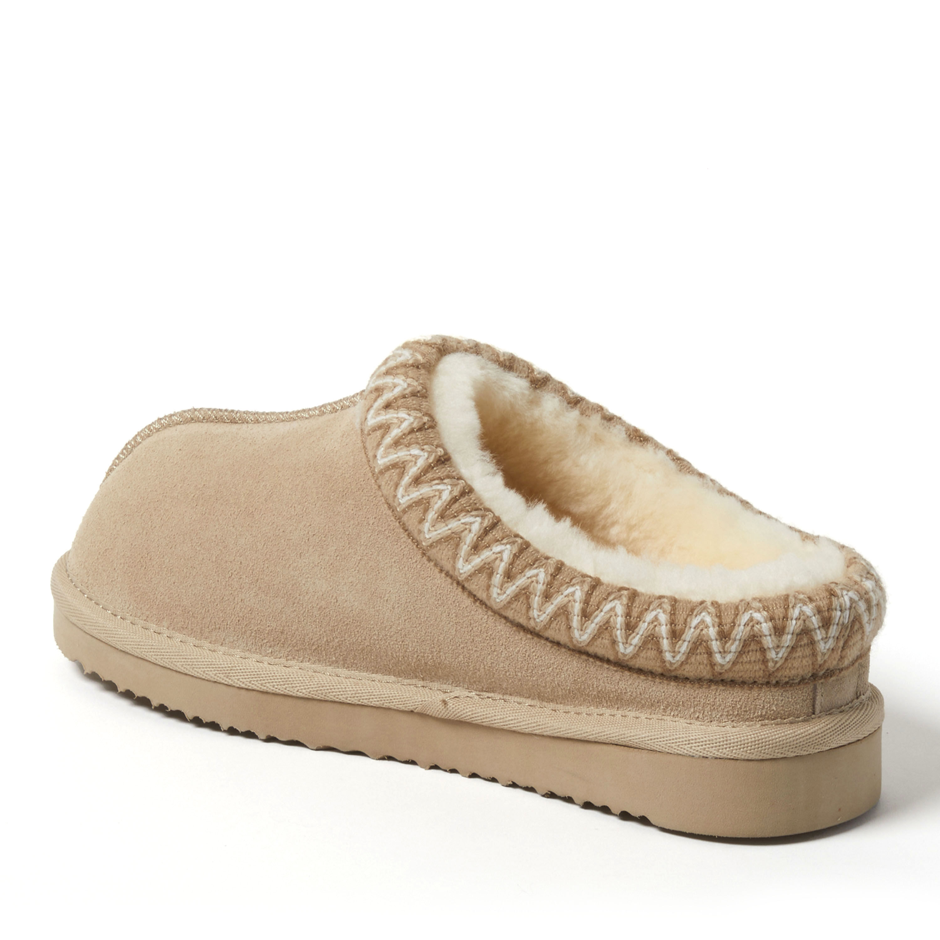 Women's Fireside by Dearfoams Greta Genuine Shearling Clog With Taping